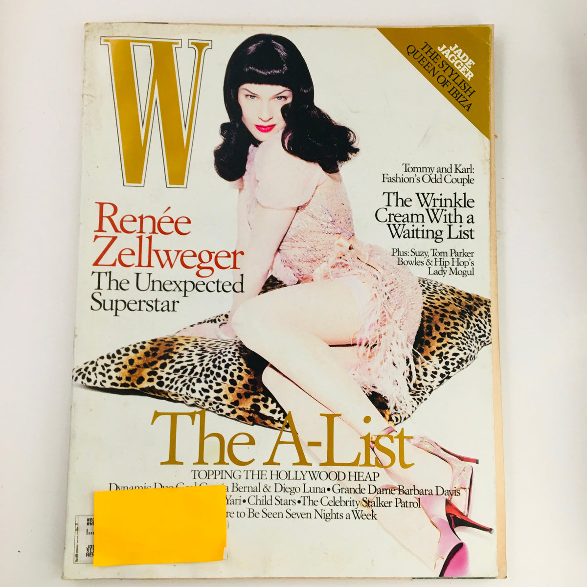 W Magazine February 2005 featuring Renée Zellweger, dubbed 'The Unexpected Superstar,' showcased on the cover. The magazine presents a vintage aesthetic with Zellweger posed elegantly on a leopard print background.