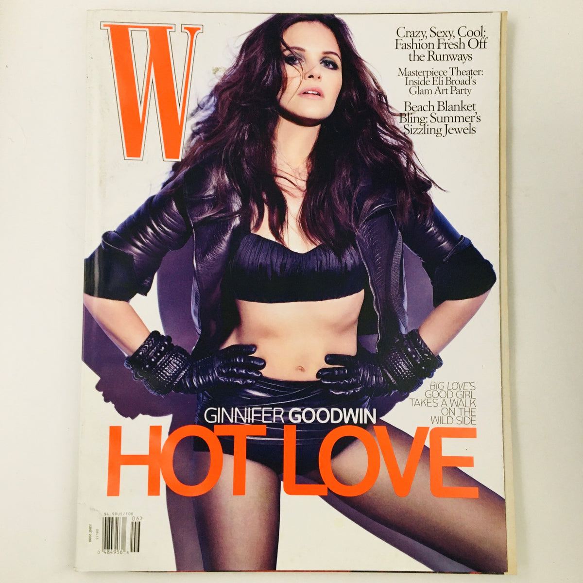 W Magazine June 2009 cover featuring actress Ginnifer Goodwin in a stylish editorial titled 'Hot Love, No Label', showcasing her unique fashion sense and captivating presence.