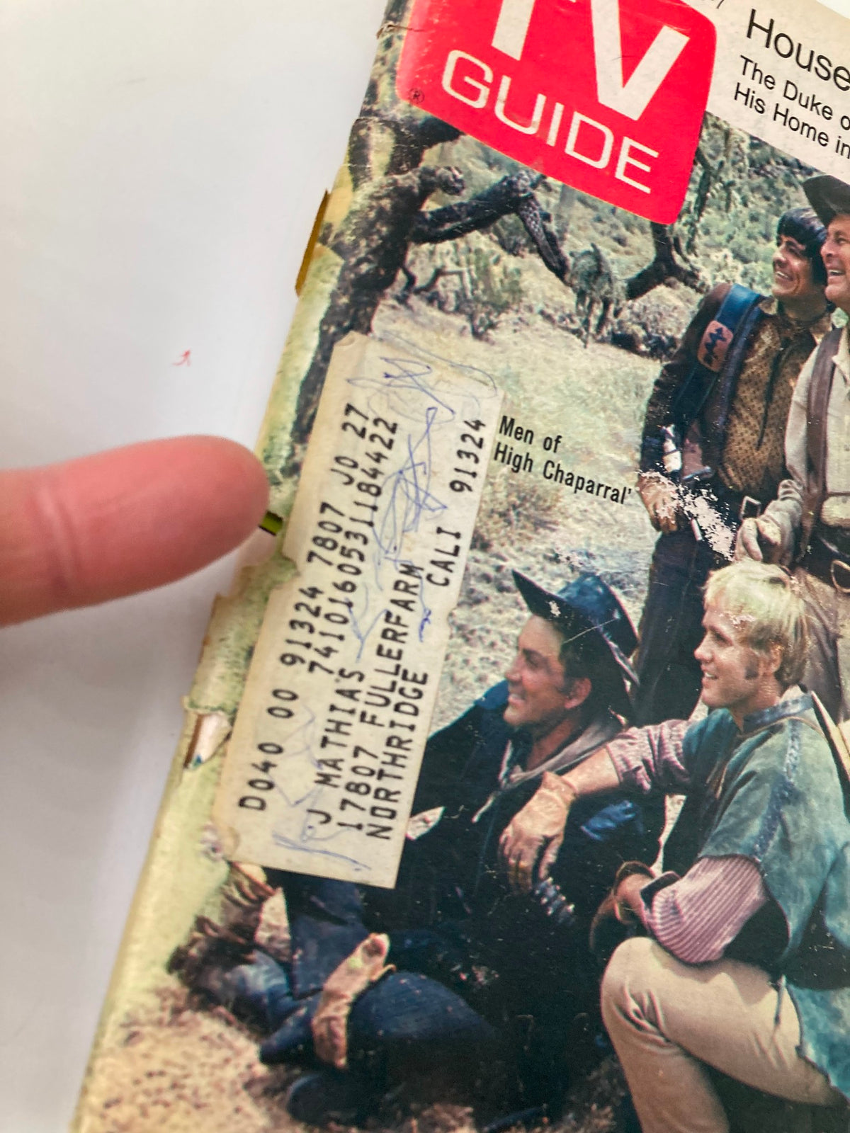 Cover of TV Guide Magazine February 1, 1969 featuring Cameron Mitchell, highlighting vintage television culture. The magazine has a label affixed to the cover.