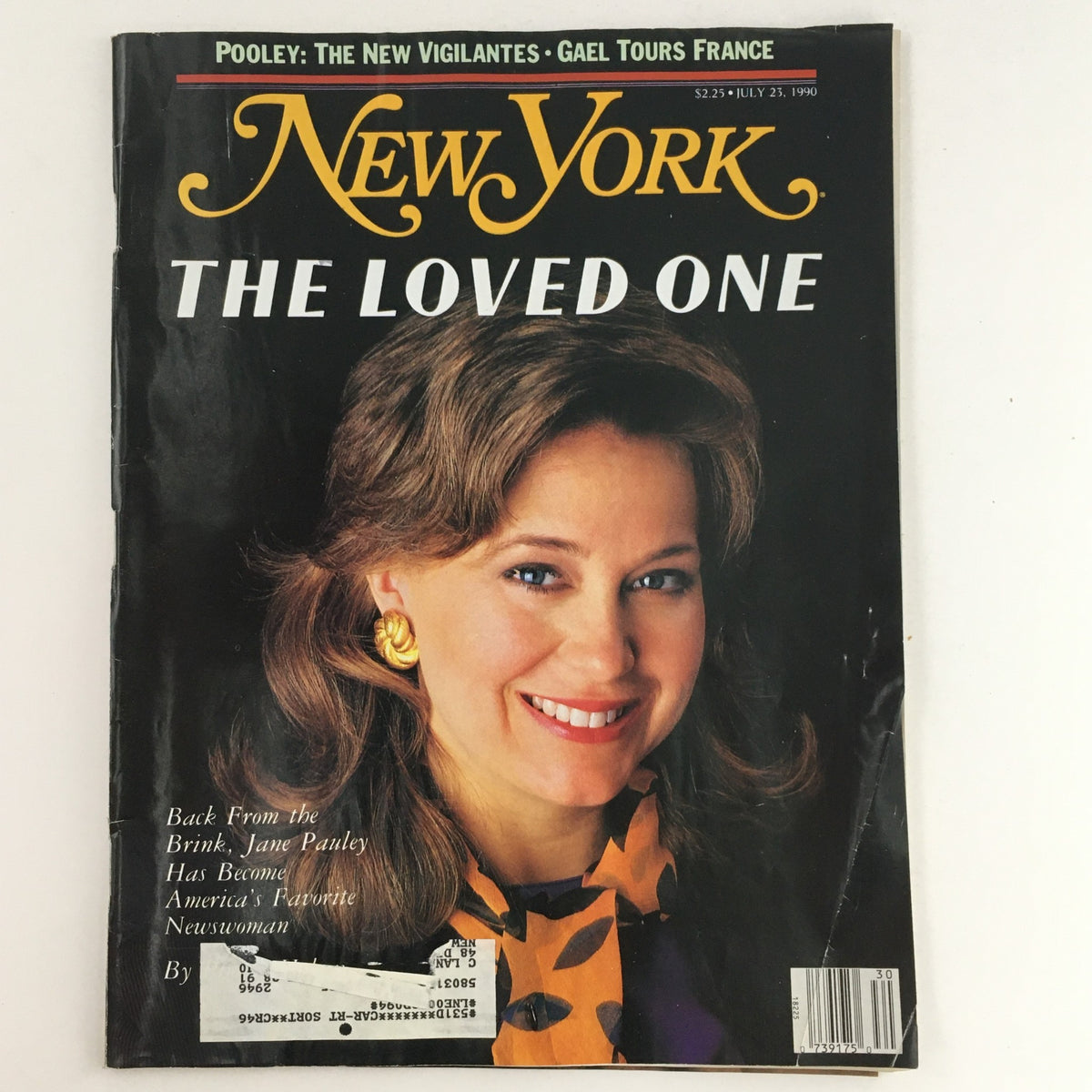 Cover of New York Magazine, July 23, 1990, featuring Jane Pauley, America’s Favorite Broadcaster, with a smiling portrait and a colorful outfit highlighting her charm and connection to broadcasting history.
