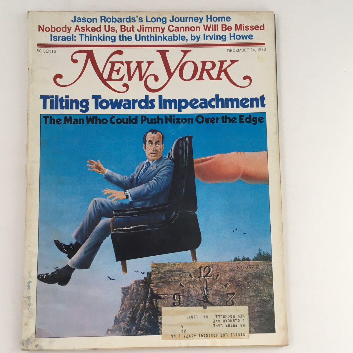 New York Magazine December 24 1973 Richard Nixon & Jason Robards & Jimmy Cannon