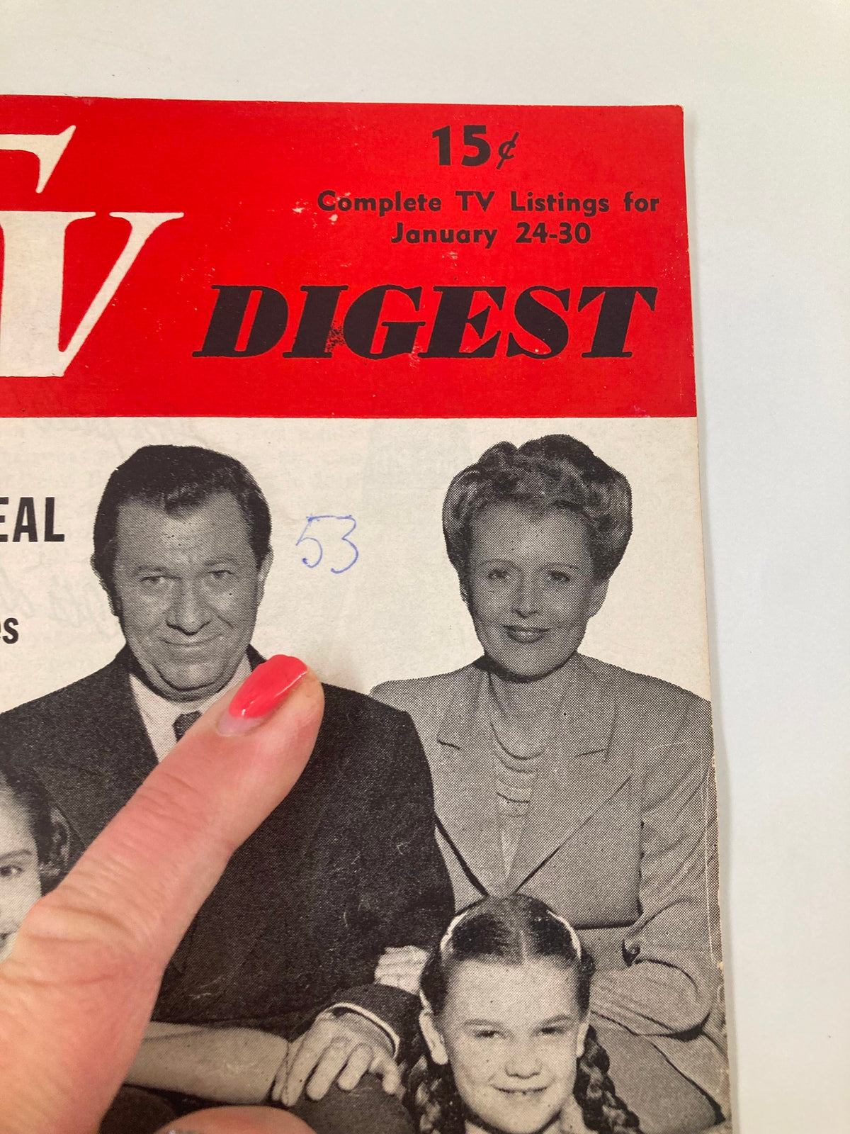 Front cover of TV Digest Magazine January 24, 1953 with Abbie Neal and a woman, featuring the magazine title in bold red font and the price of 15 cents.