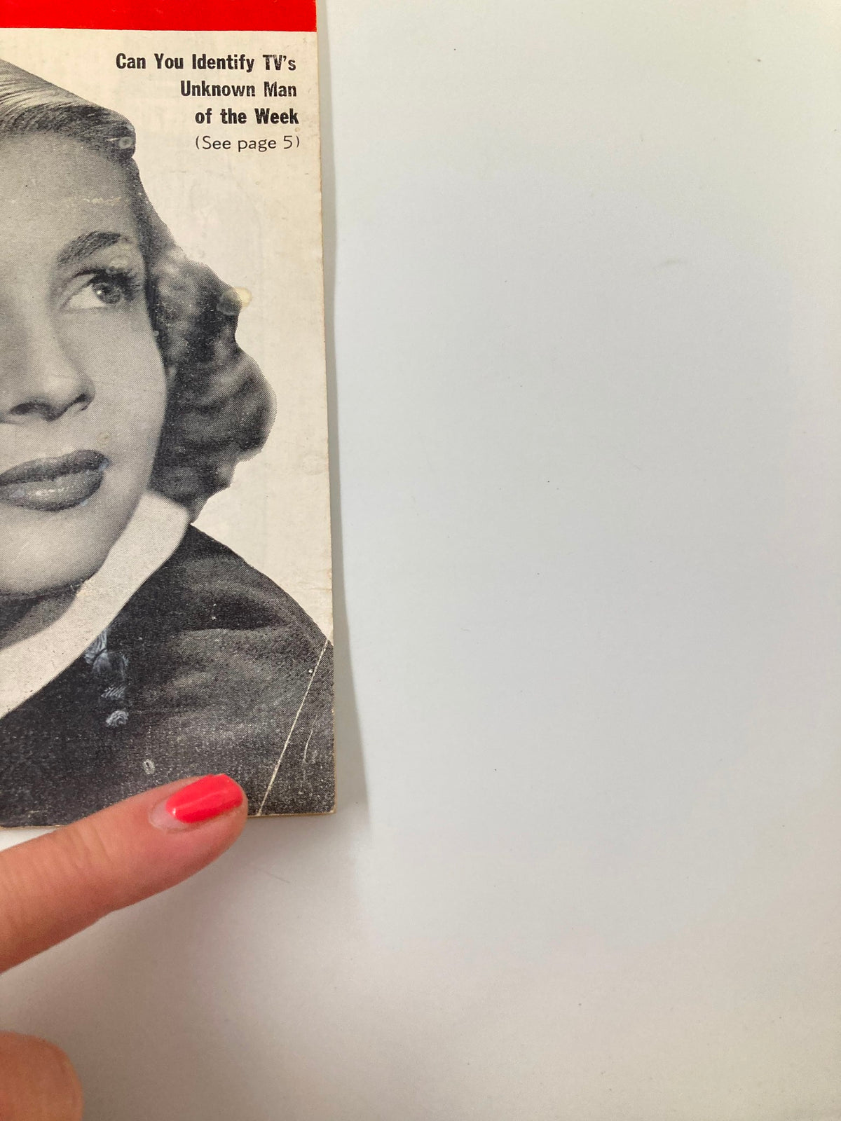 Side view of TV Digest Magazine July 4, 1953 cover, showing Dorothy Collins and text asking, 'Can You Identify TV's Unknown Man of the Week?' The image captures the vintage aesthetic of the magazine, emphasizing its collectible nature.