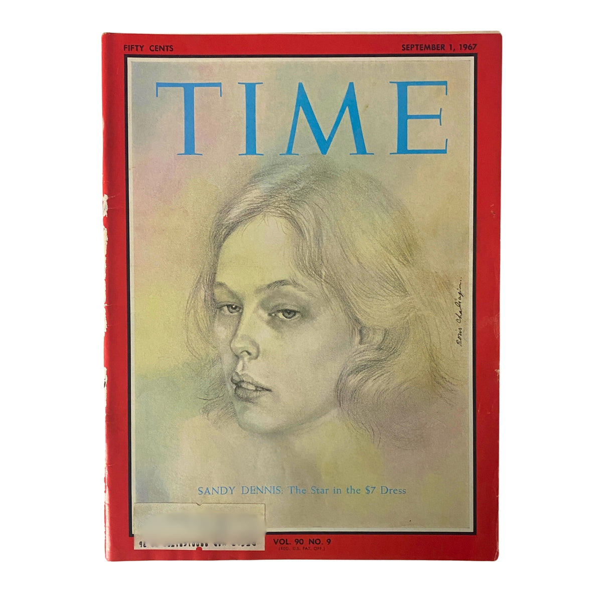 Time Magazine cover from September 1, 1967, featuring Sandy Dennis, known as the Star in the $7 Dress, highlighting her unique beauty and the cultural landscape of the 1960s.