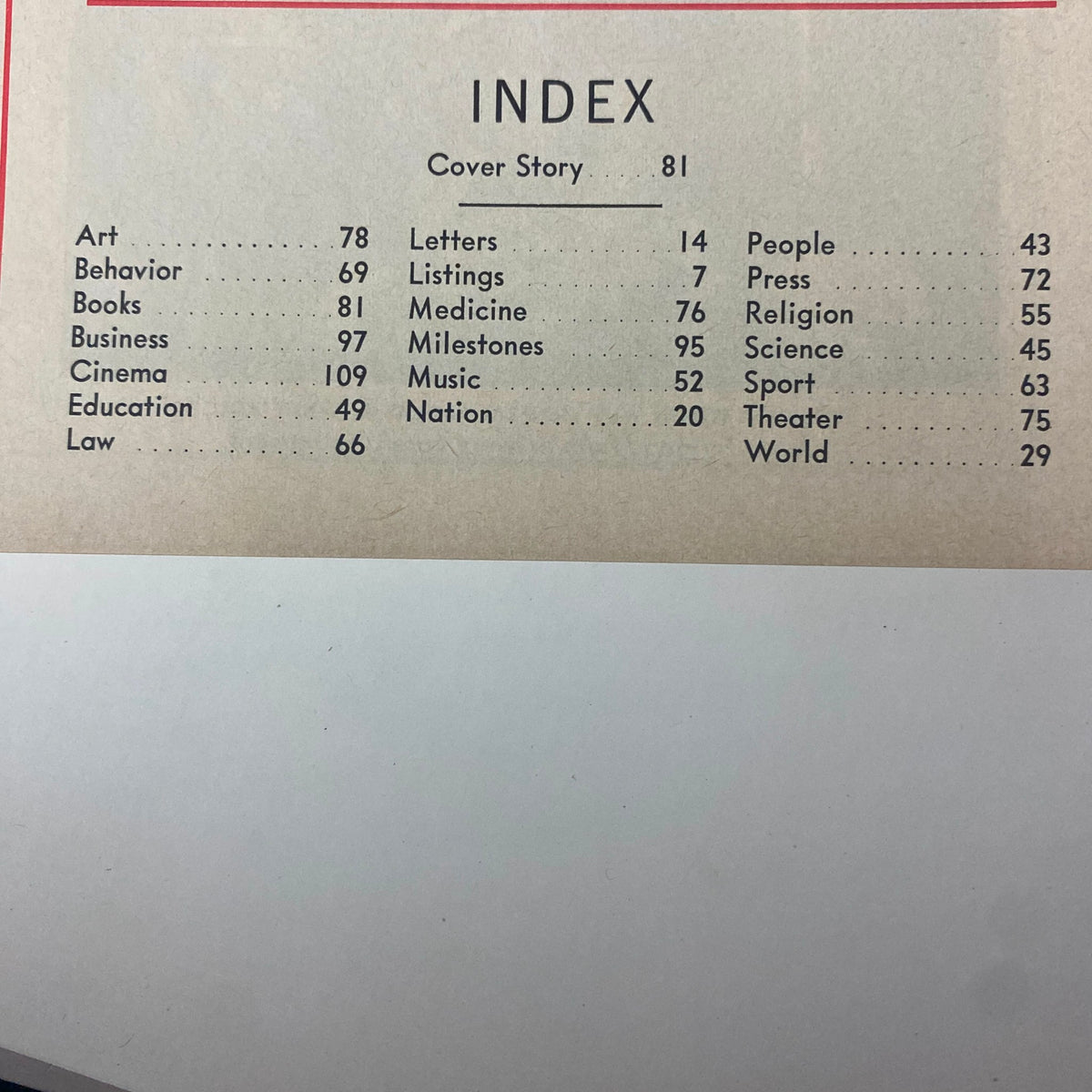 Index page from Time Magazine, May 23, 1969, showcasing various sections including Books, Art, and Cinema. Includes the cover story on Vladimir Nabokov.