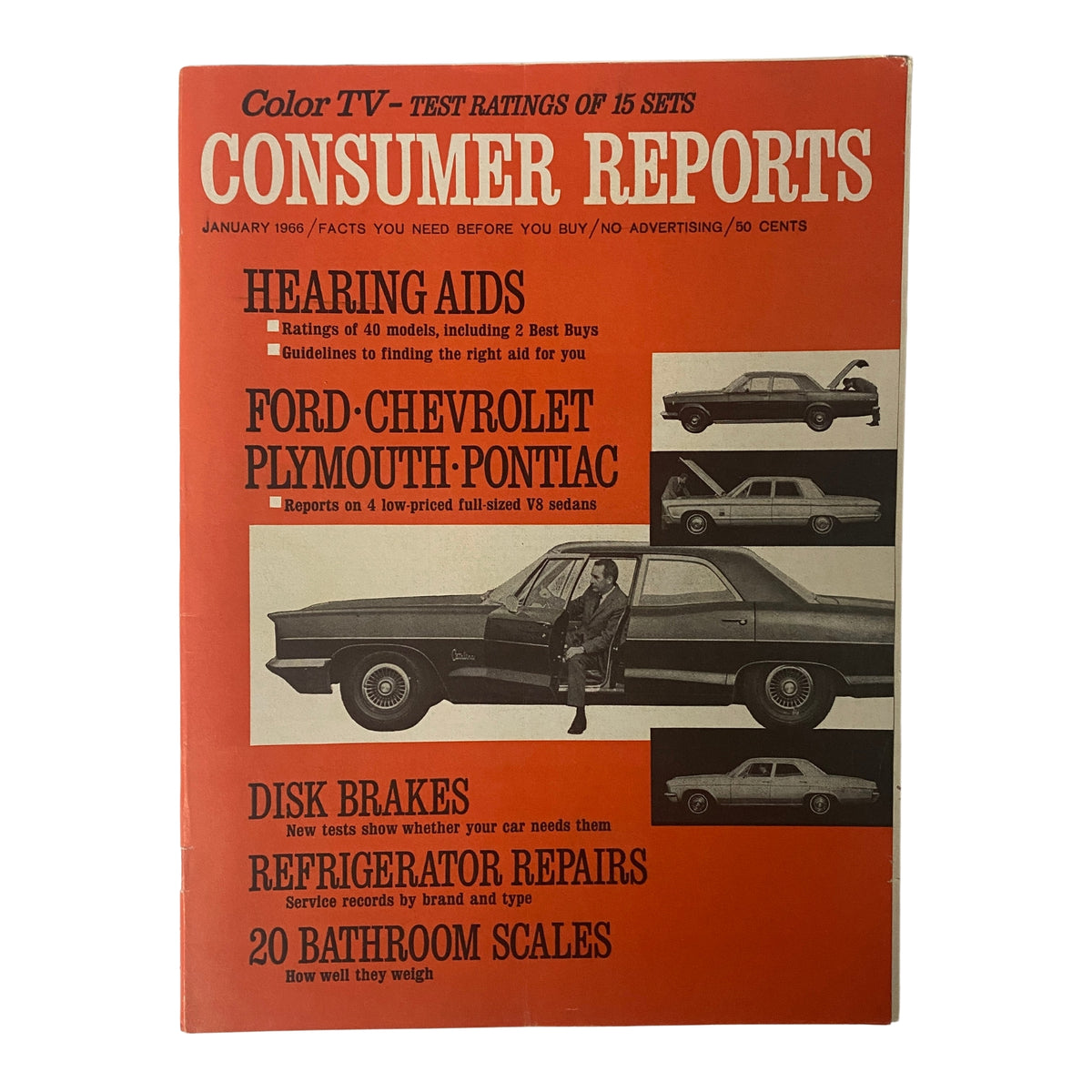Consumer Reports Magazine January 1966 Ford, Chevrolet & Plymouth No Label