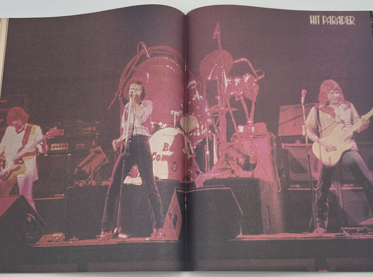 Hit Parader Magazine December 1979 showcasing an iconic live performance by Bad Company, highlighting the band's stage presence and energy.