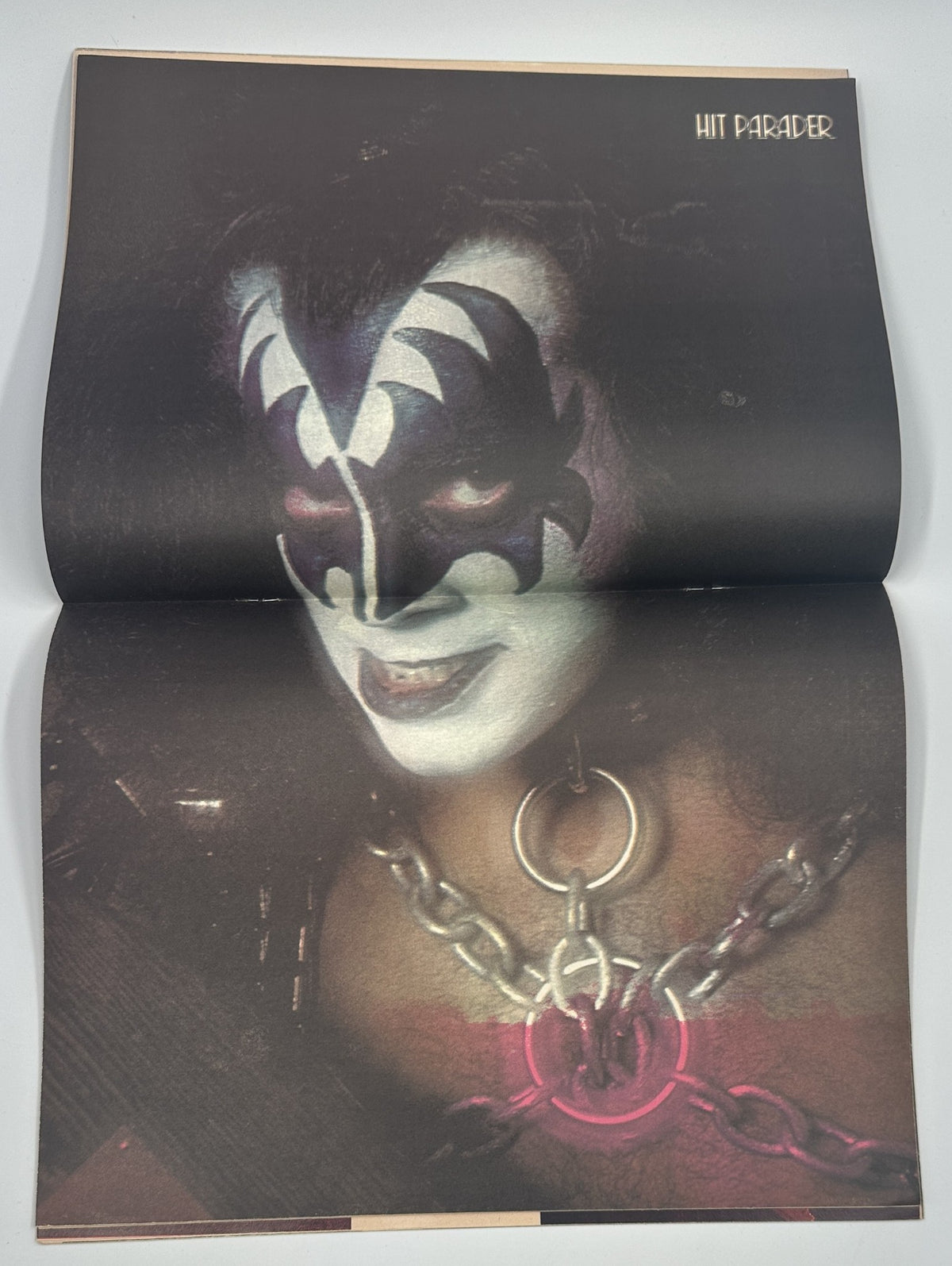 Centerfold image from Hit Parader Magazine September 1979 highlighting a striking portrait of a rock star with distinctive face paint and accessories.