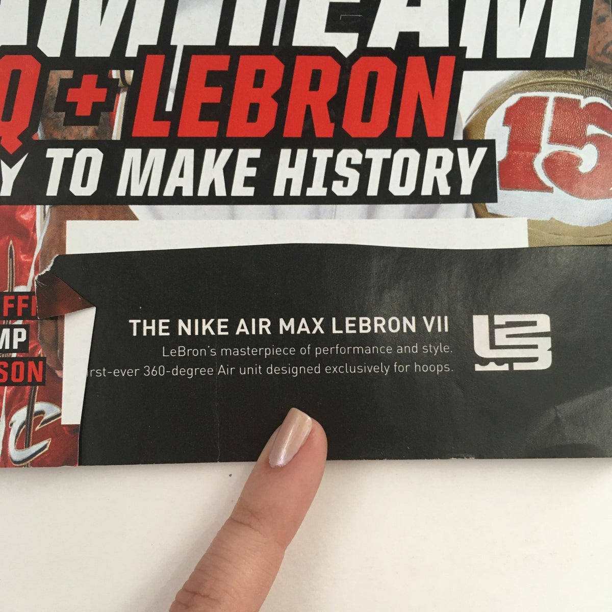 Slam Magazine 2009 Vol 16 #10 - Close-up of the Nike Air Max LeBron VII advertisement highlighting LeBron James' performance and style.