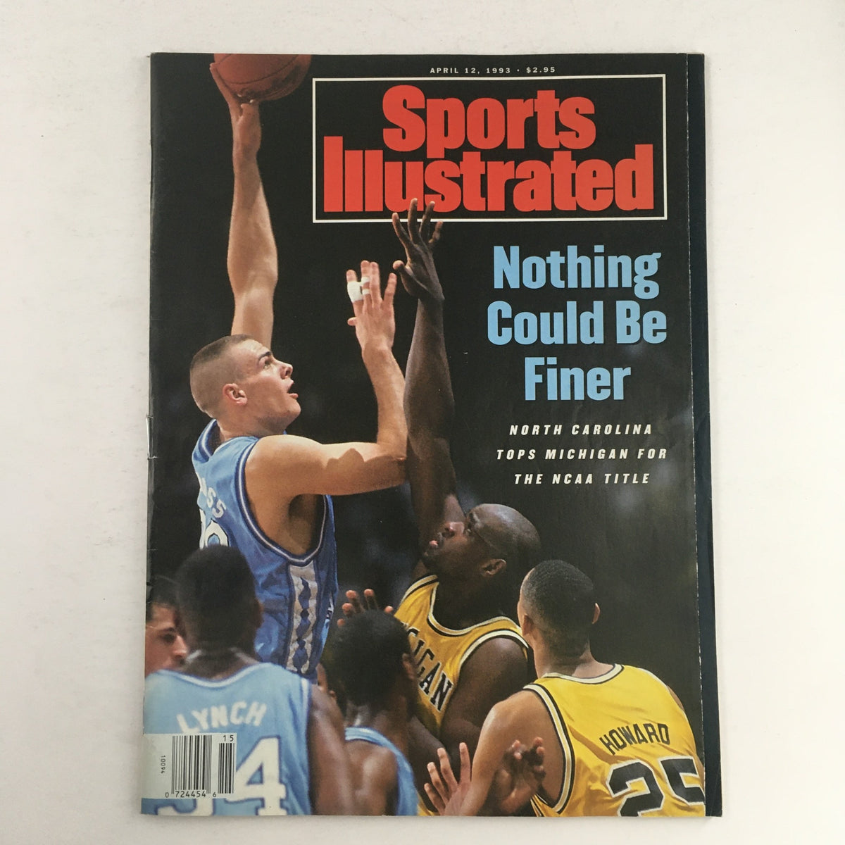 Cover of Sports Illustrated Magazine from April 12, 1993, featuring the headline 'Nothing Could Be Finer' and showcasing North Carolina vs. Michigan NCAA Championship.