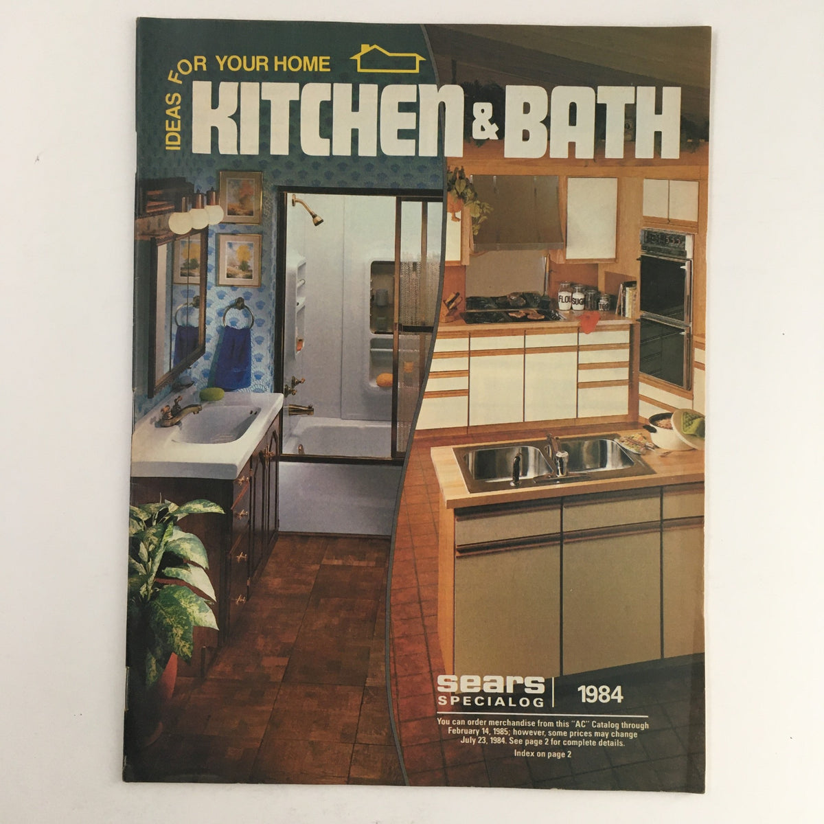 Cover image of the Kitchen & Bath 1984 Sears Vintage Special Catalog showcasing stylish kitchen and bathroom designs from the early 1980s.