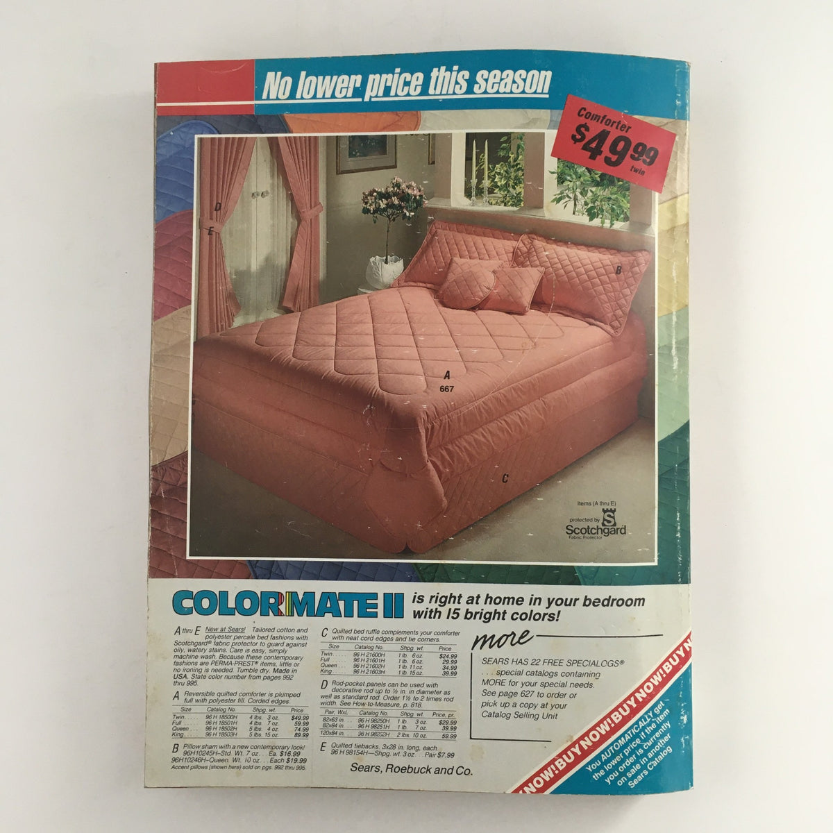 Sears Fashion Apparel Sears Centennial 1976 presenting the ColorMate II bedding collection featuring a pink comforter, emphasizing home furnishing elegance and affordability.