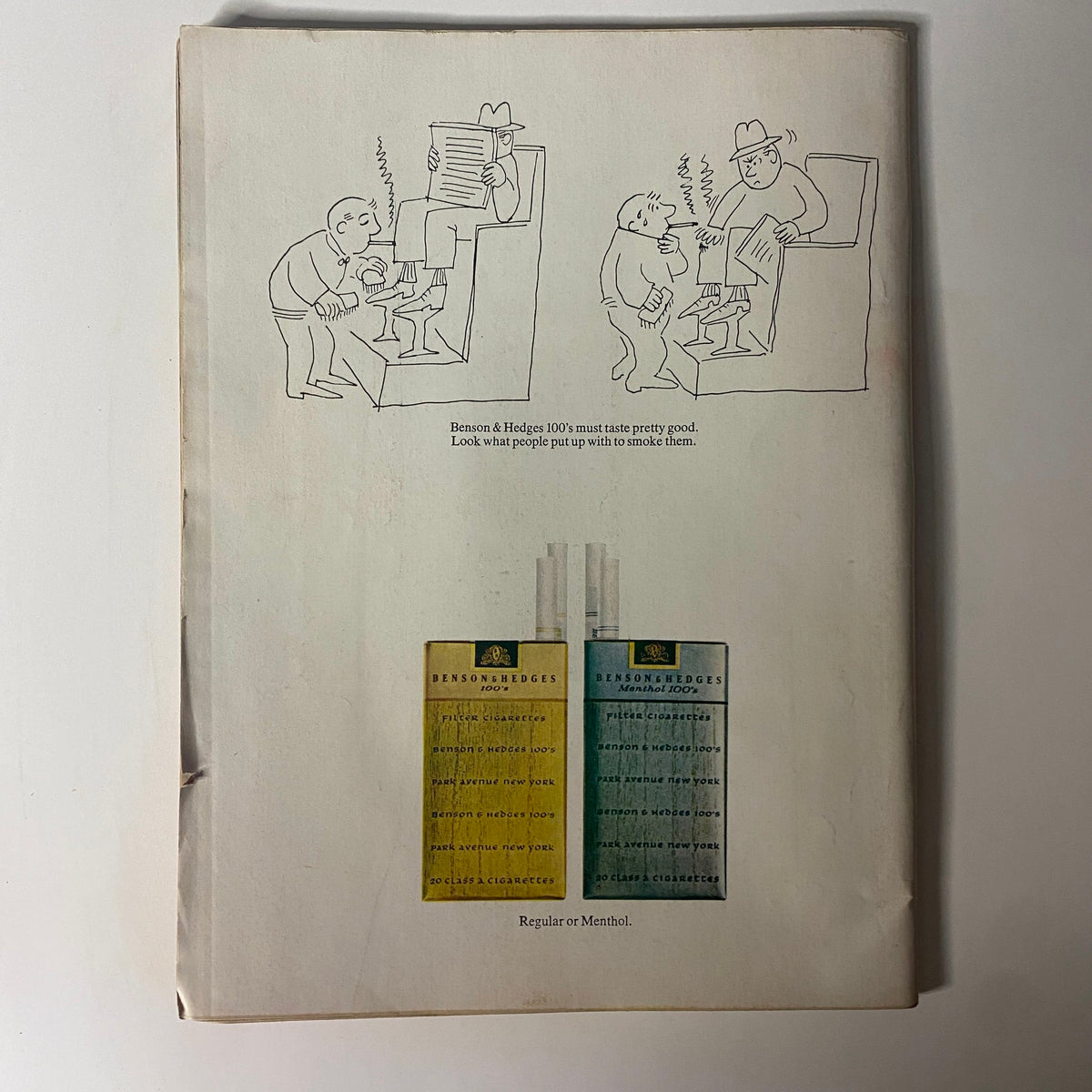 Advertisement page from Time Magazine November 28, 1969 for Benson & Hedges 100's cigarettes, showcasing cartoon illustrations and product details.
