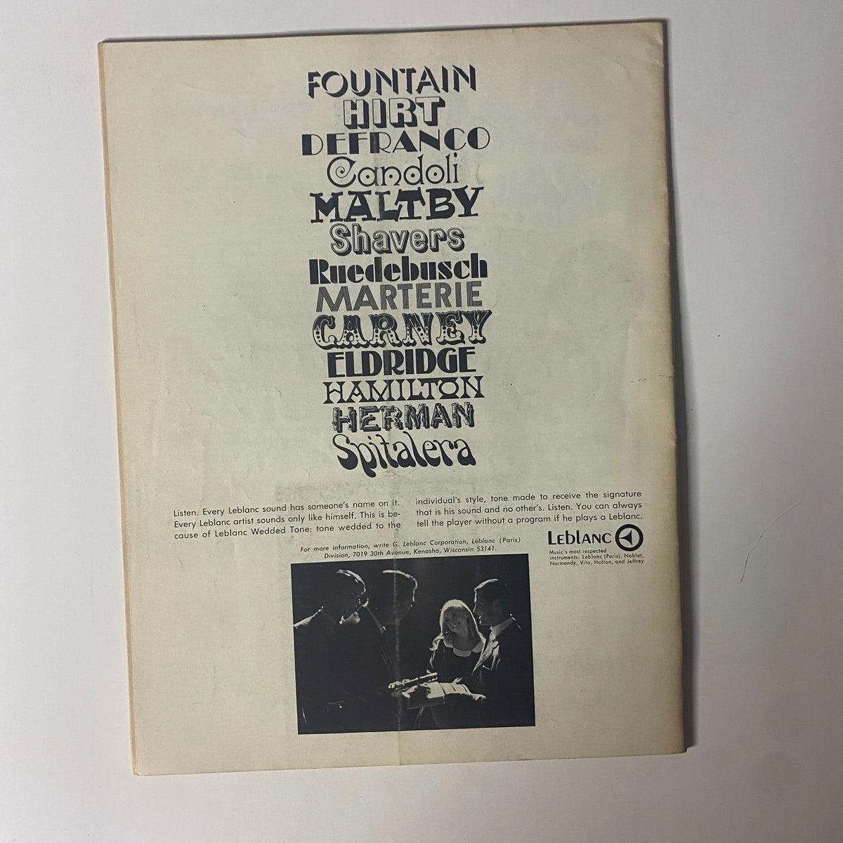 Back cover of Down Beat Magazine, May 2, 1968, Vol 35 No. 9, featuring ads and tribute to prominent jazz musicians.