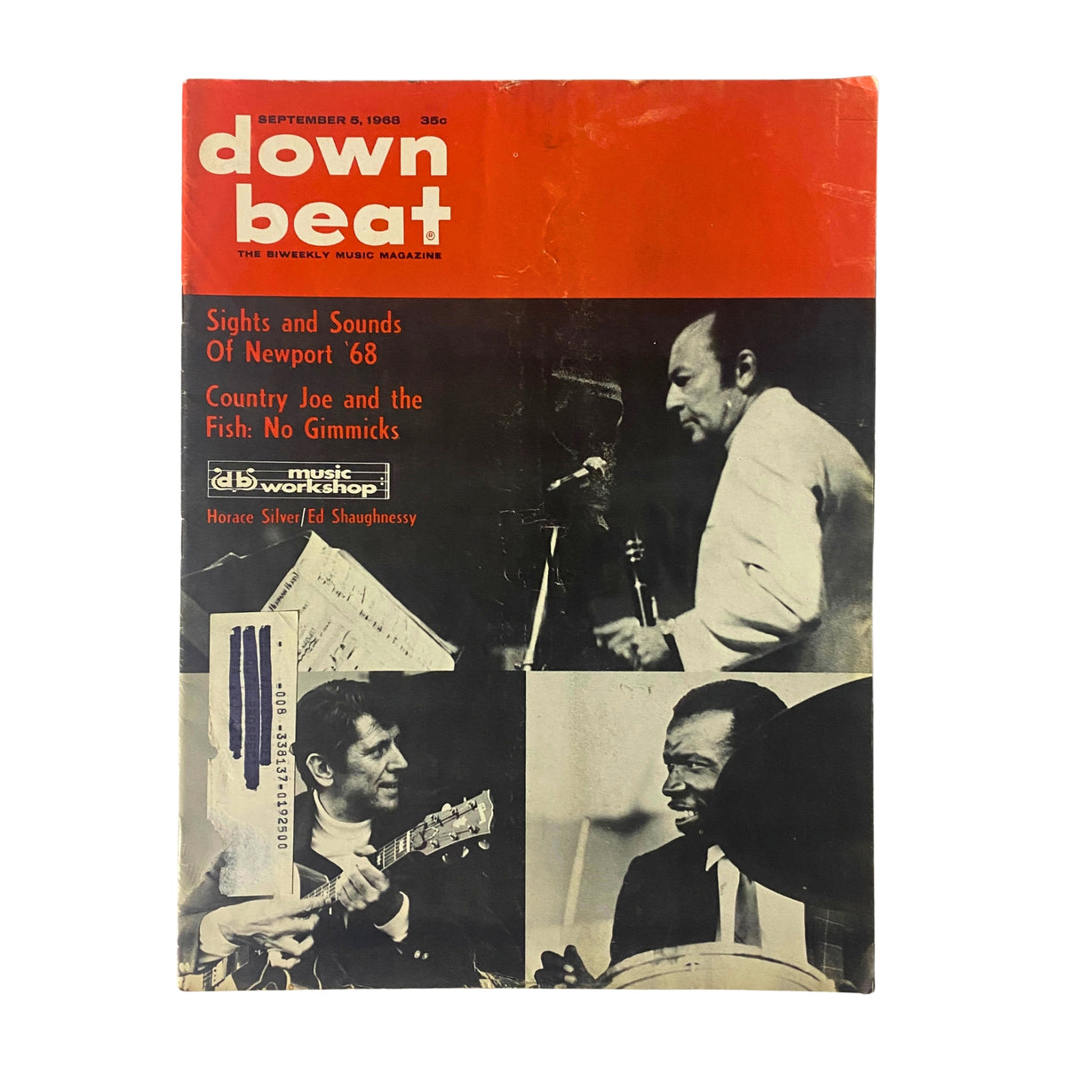 Cover of Down Beat Magazine dated September 5, 1968 featuring Horace Silver and Ed Shaughnessy, with a headline about the Newport Jazz Festival.