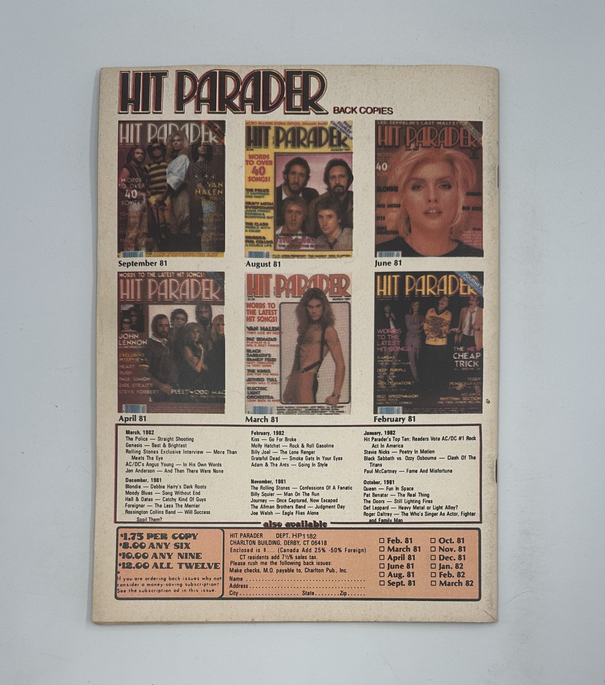 Hit Parader Nov 1982 Ted Nugent & More