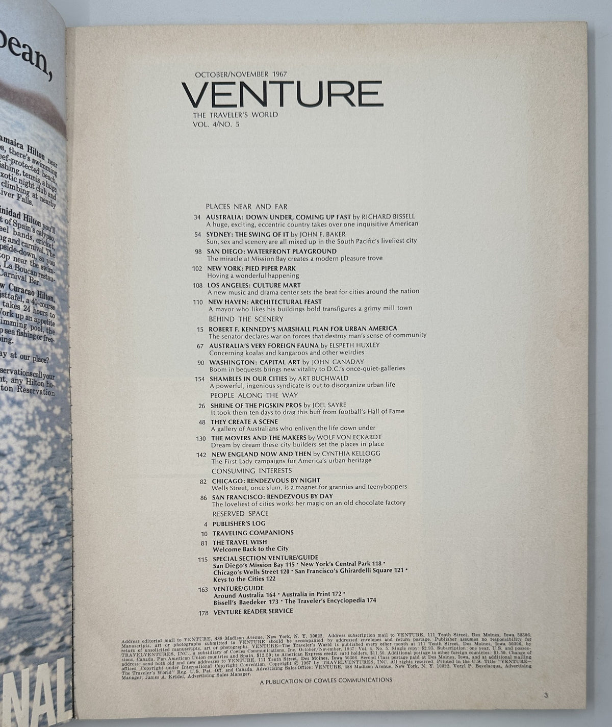 Venture Magazine October/November 1967 Australia Cities Kennedy