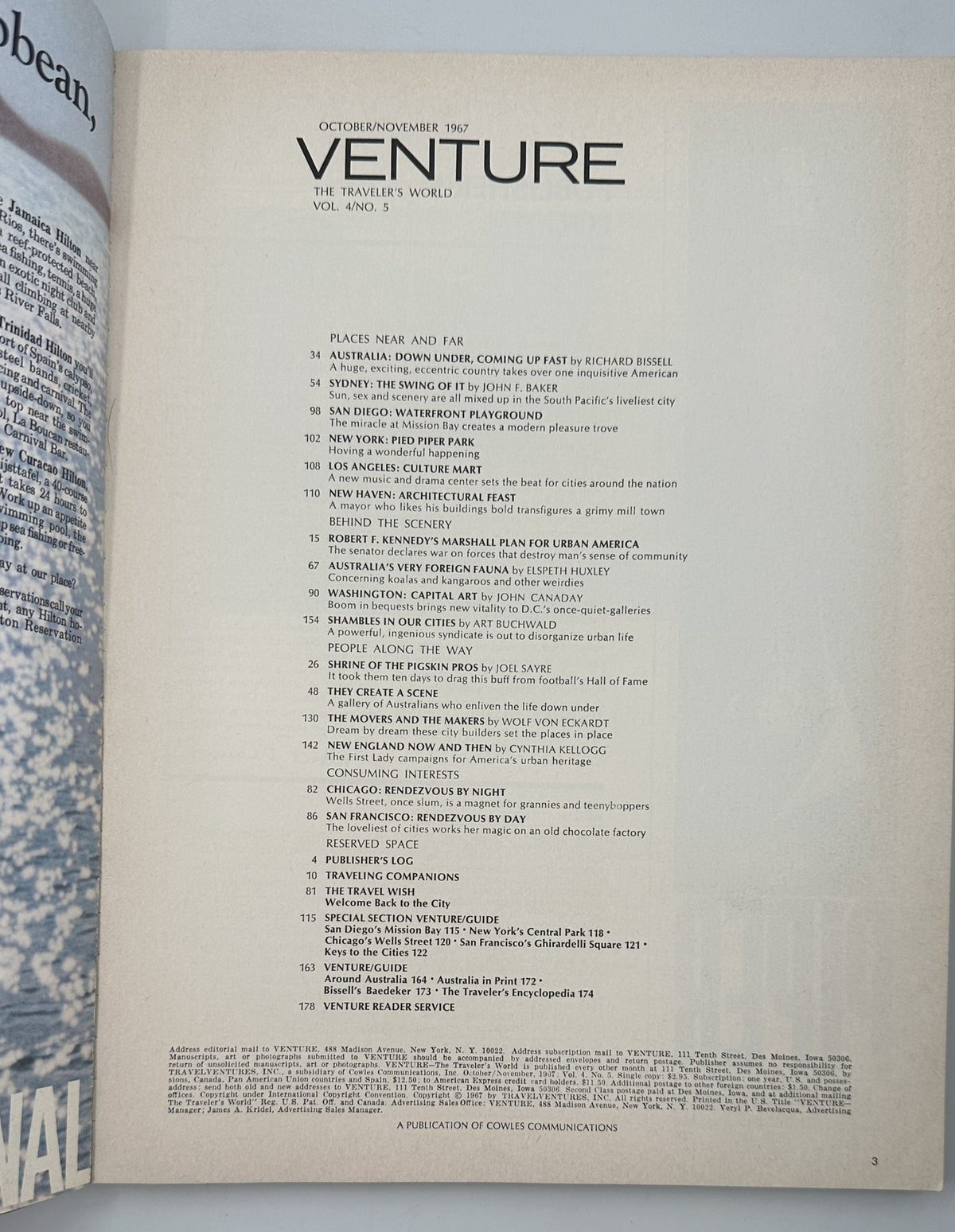 Venture Magazine October/November 1967 Australia Cities Kennedy