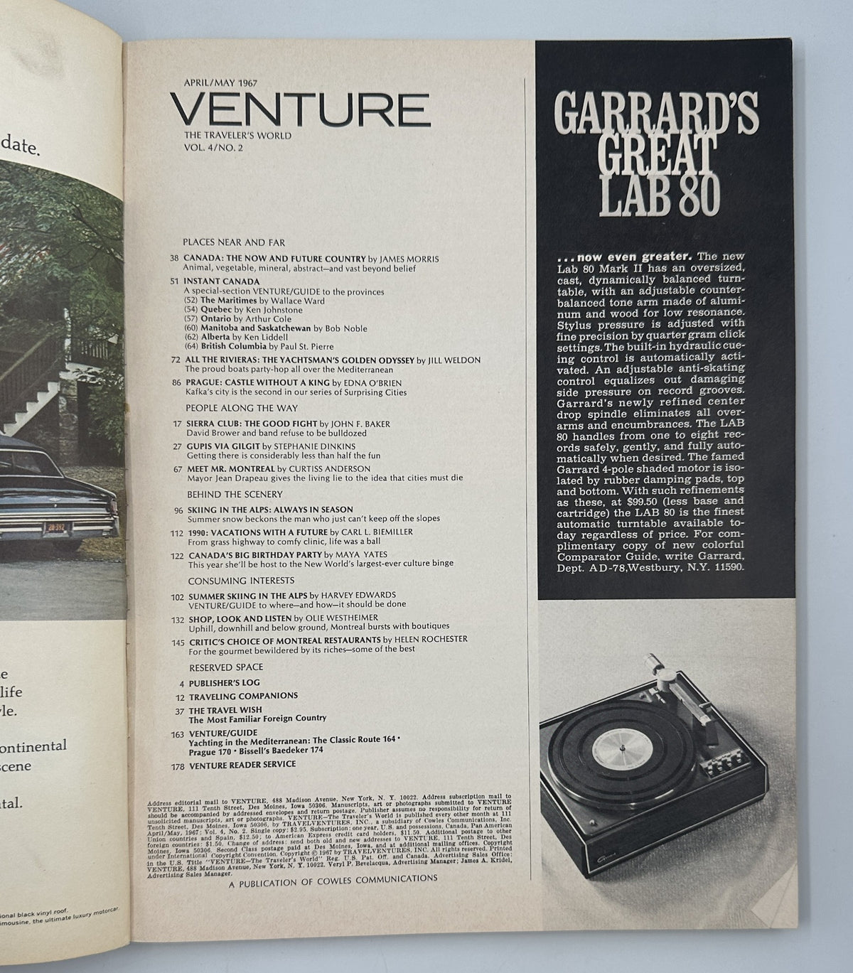 Venture Magazine April/May 1967 Canada Prague Sierra Club