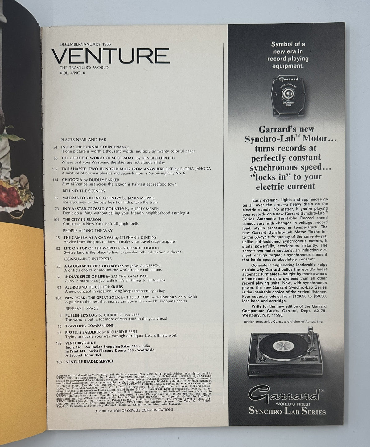 Venture Magazine December/January 1968 India New York Scottsdale