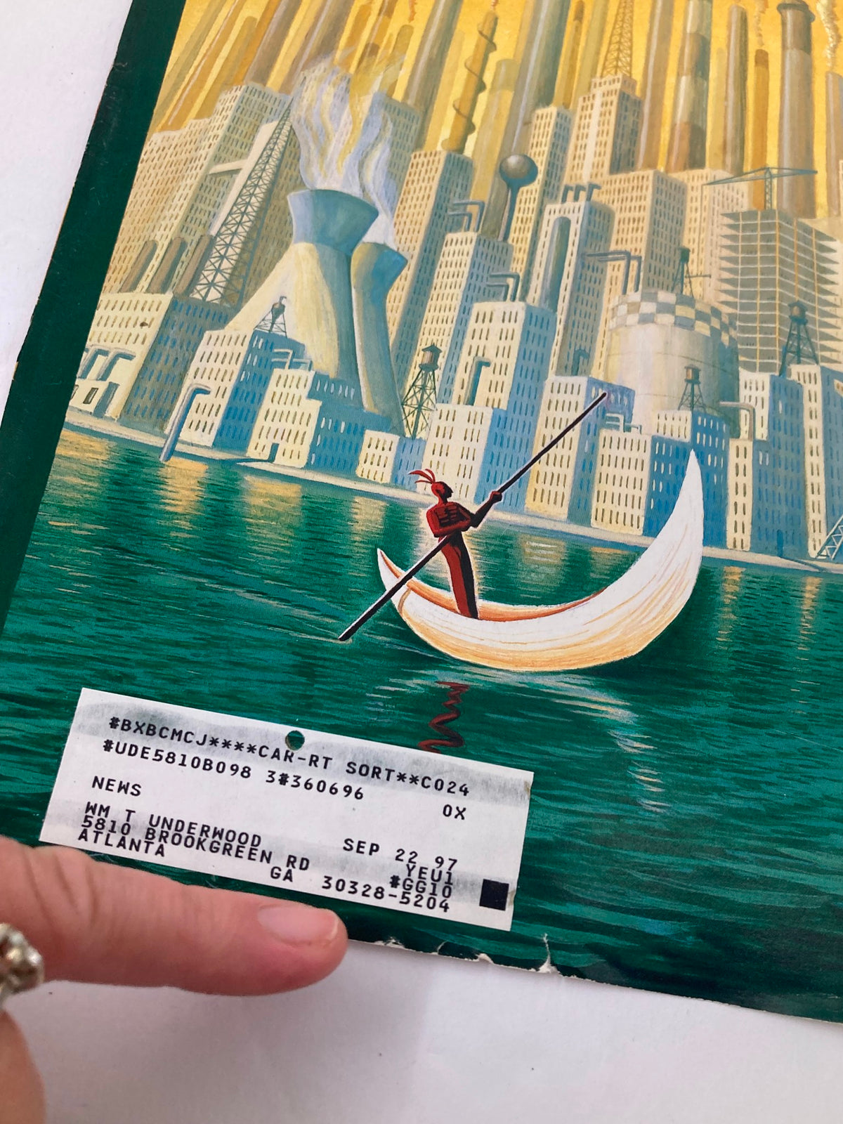 Cover of The New Yorker March 20 1995 with the artwork 'Water and Fire' by Eric Drooker, featuring vibrant colors and a striking depiction of cityscapes, reflecting an interplay between water and fire.