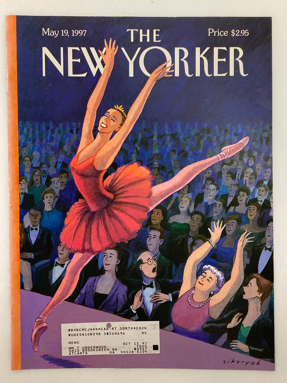 COVER ONLY The New Yorker May 19 1997 The Fan by Robert Sikoryak, featuring a colorful depiction of a ballet performance and captivated viewers, adding artistic charm to any collection.