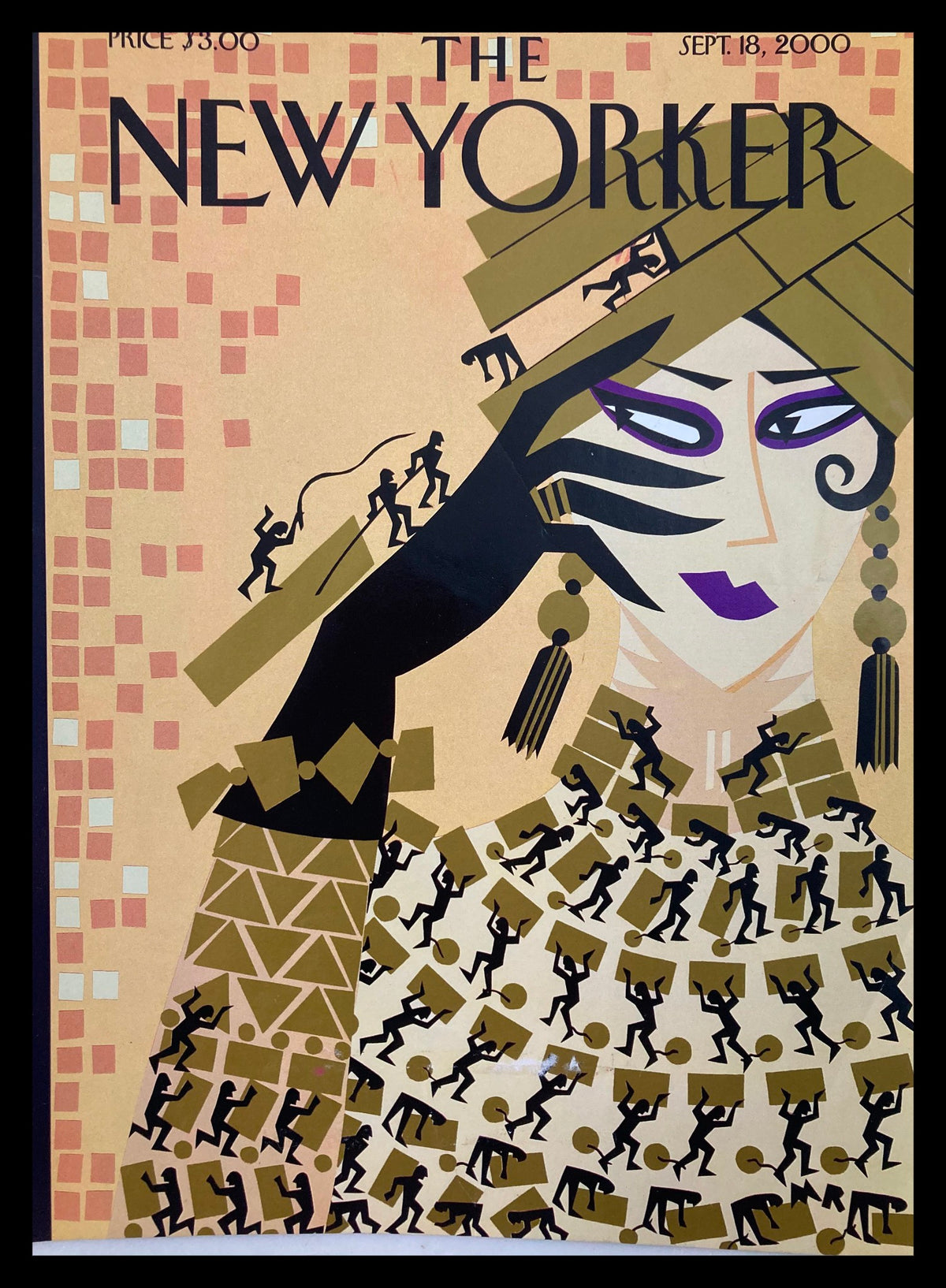The New Yorker September 18 2000 cover artwork titled 'Slaves to Fashion' by Michael Roberts, featuring a stylized woman with a black glove and intricate designs representing the fashion world.
