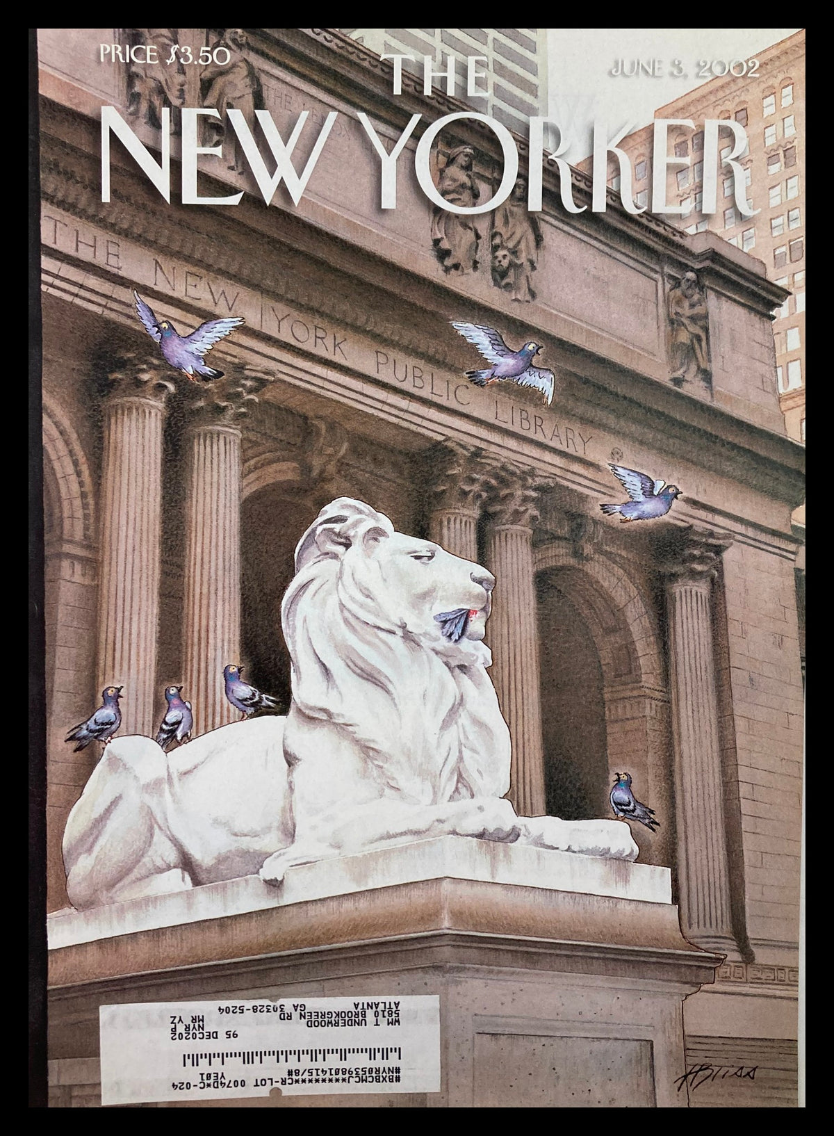 Cover of The New Yorker dated June 3, 2002, titled 'It's A Jungle Out There' by Harry Bliss, featuring a whimsical depiction of urban wildlife against a cityscape backdrop.