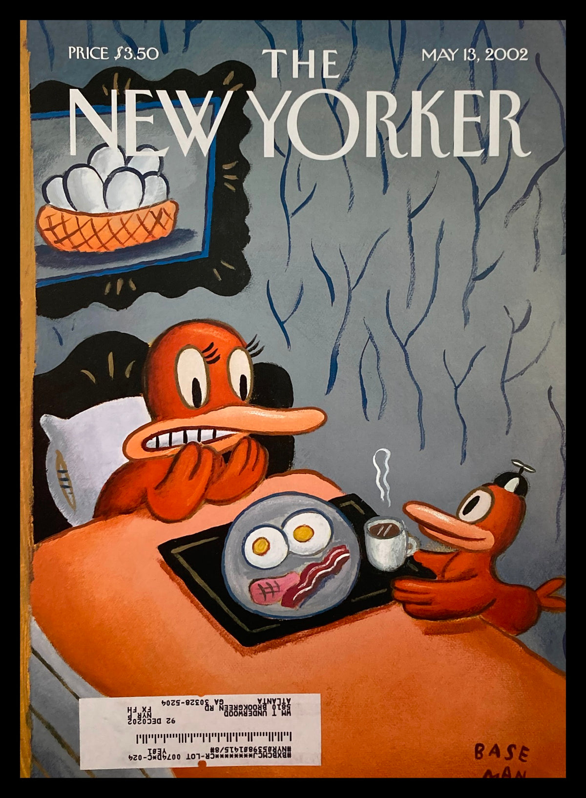 Cover of The New Yorker magazine dated May 13, 2002, featuring the artwork 'To My Mom' by Gary Baseman, depicting cartoon ducks in a humorous scenario.