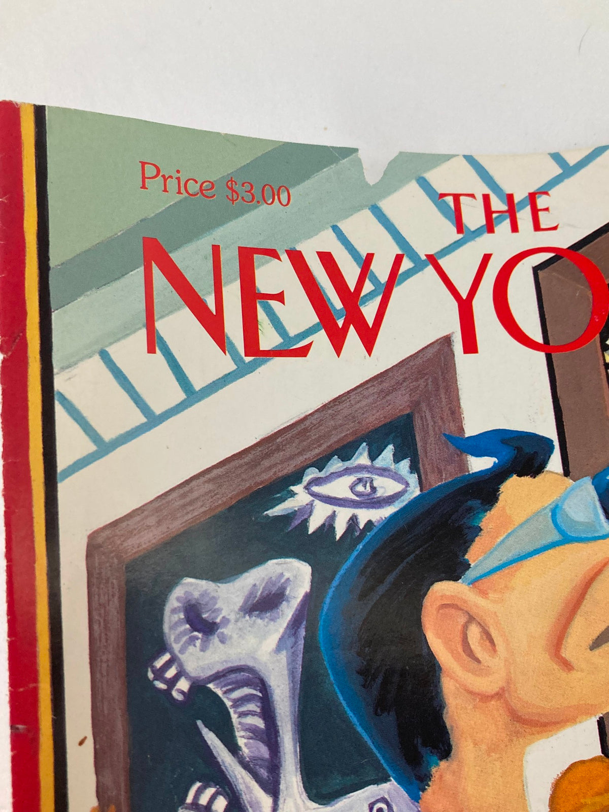 Close-up of the cover 'The New Yorker' from April 19, 1999, illustrating the title and price. Features a blurred image of the character from the 'Snake Head' illustration by Art Spiegelman, highlighting details of the artwork.