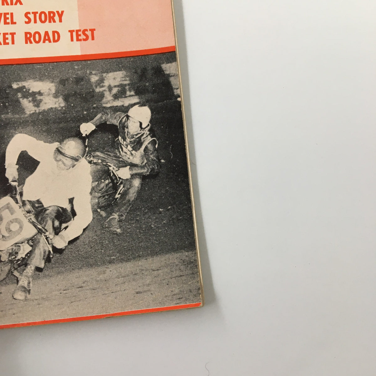 Detail of the racing scene on the cover of VTG Cycle Magazine June 1959, illustrating the excitement of motorcycle racing at Ascot.