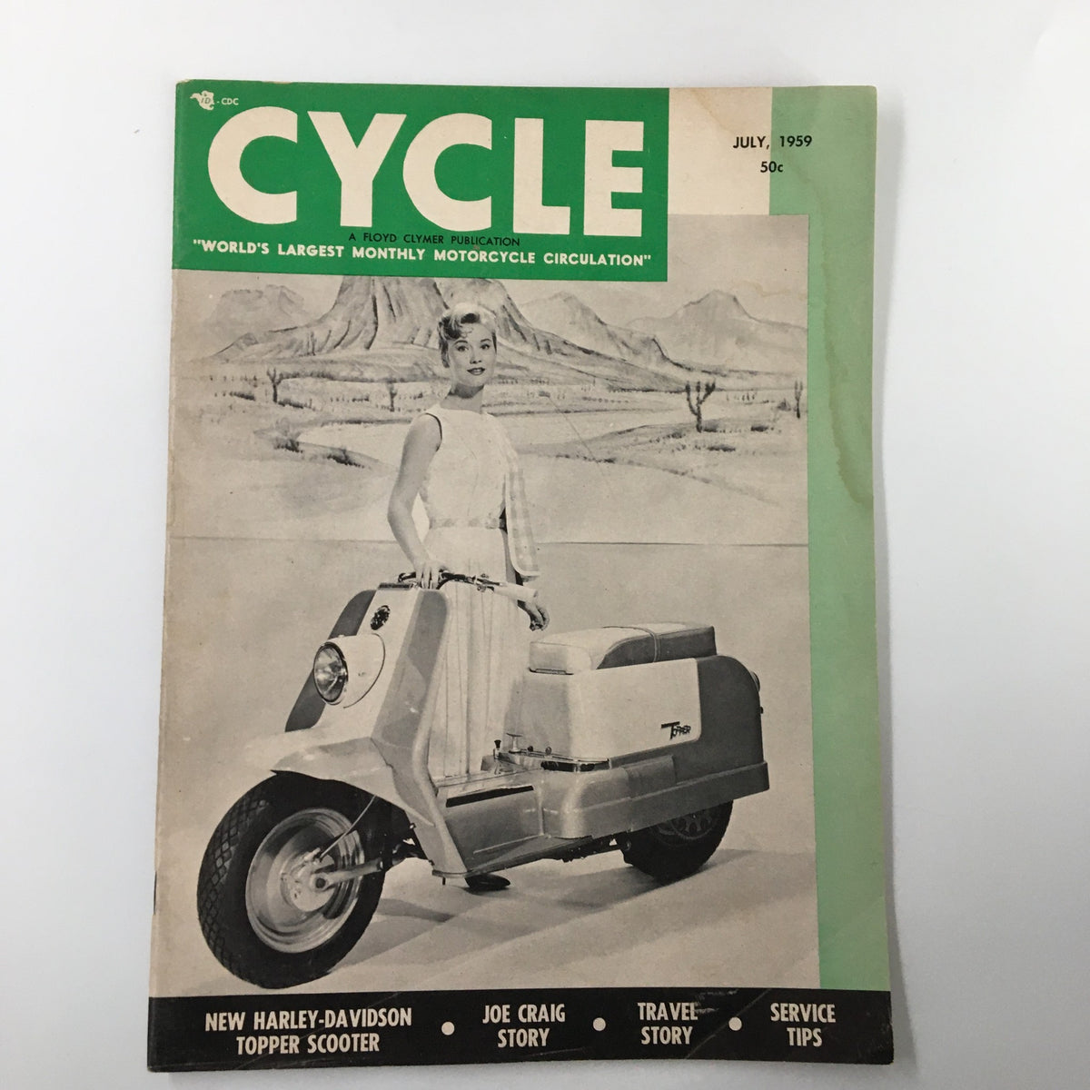 Vintage Cycle Magazine July 1959 R. O. Bates Receives WCC Trophy No Label