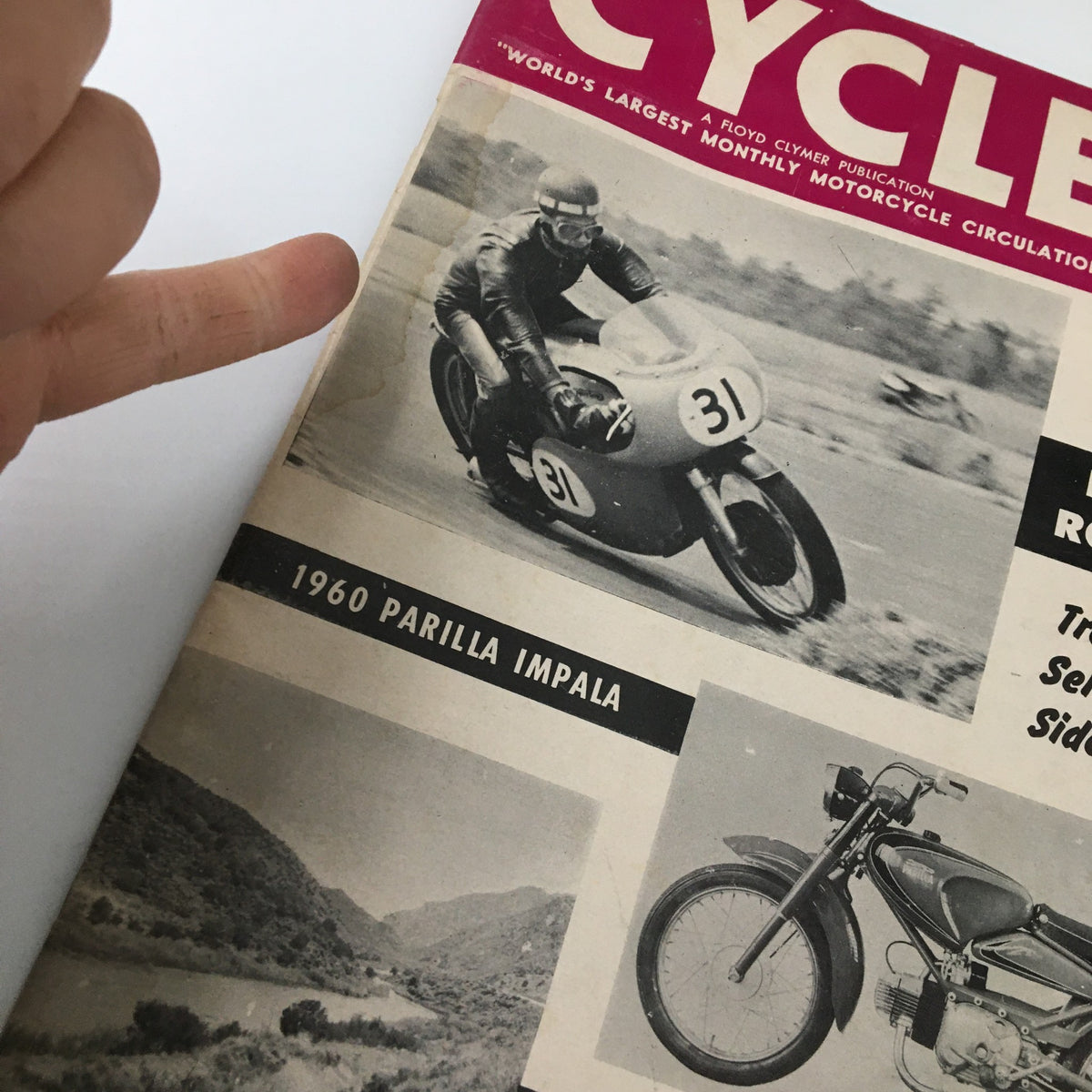 Image of a motorcycle racer with the number 31 on the VTG Cycle Magazine October 1959 cover.