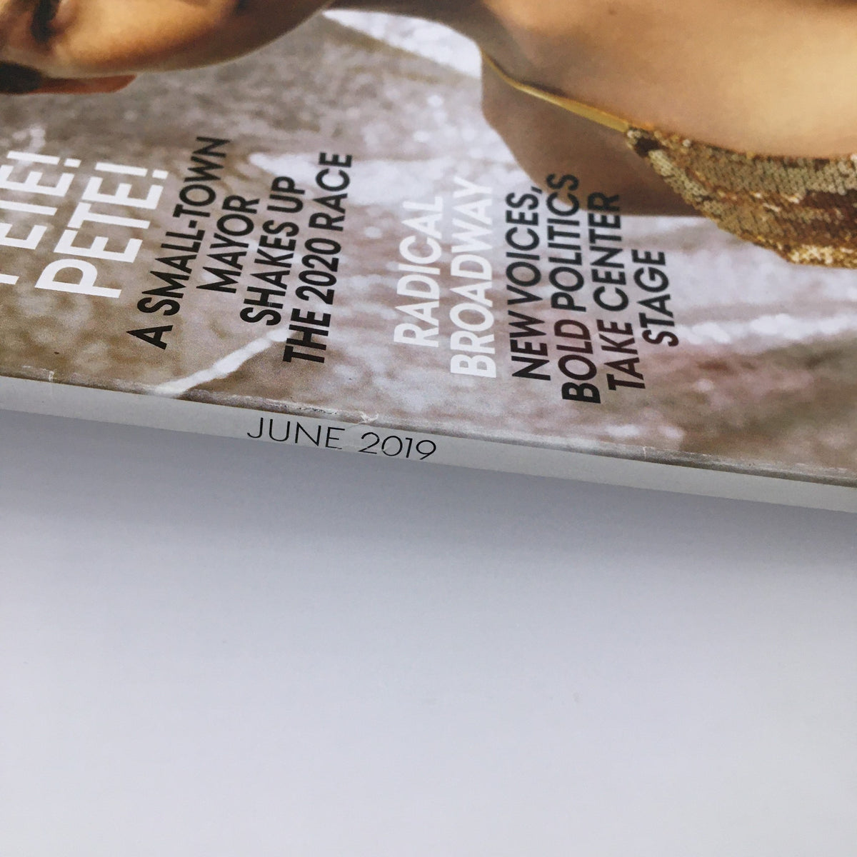 Side view of Vogue Magazine June 2019, revealing the publication date and additional details on the cover, reinforcing its collector’s value.