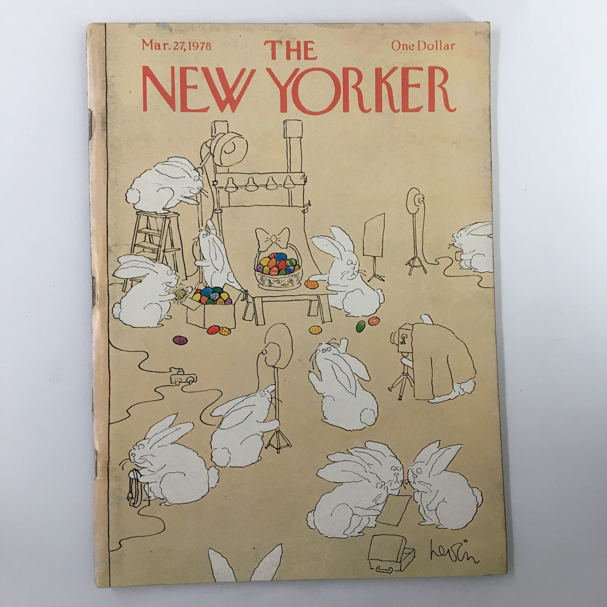 The New Yorker Magazine March 27 1978 cover featuring whimsical rabbits by Arnie Levin, showcasing playful illustrations reminiscent of the late 1970s.