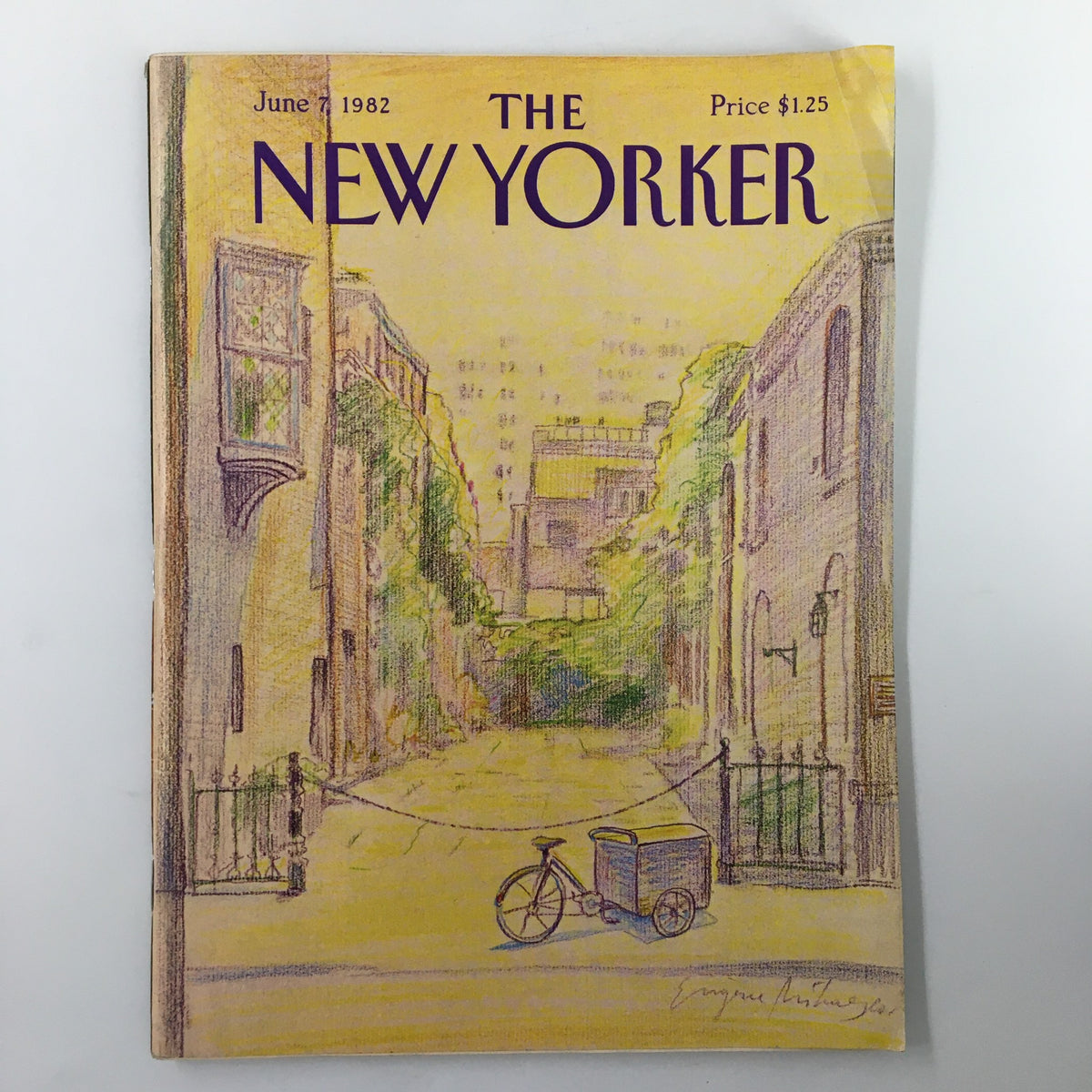 The New Yorker Magazine June 7 1982 featuring the cover art 'Down The Road' by Eugene Mihaesco, showcasing a charming street scene.