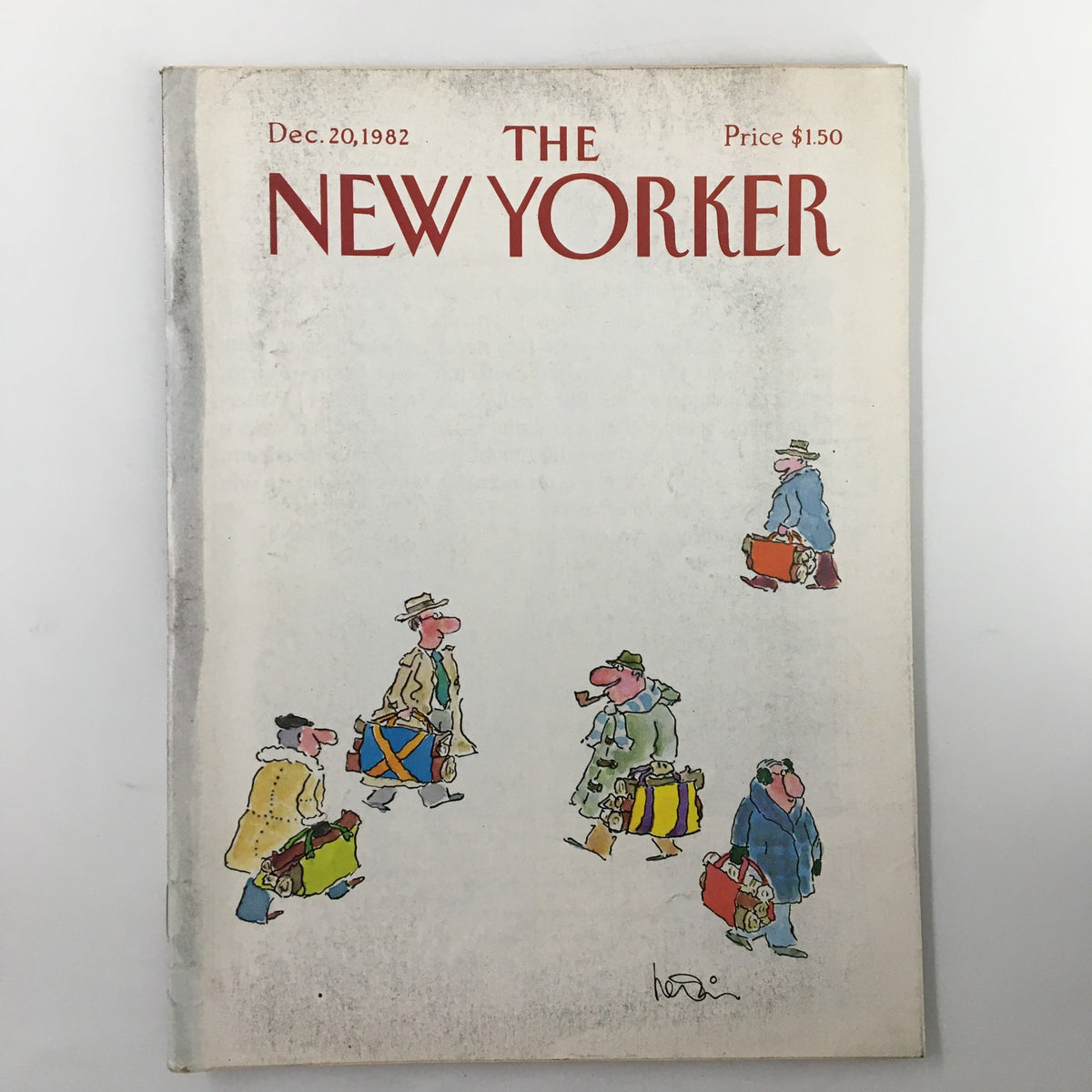 The New Yorker Magazine December 20 1982 cover featuring a whimsical illustration of characters with luggage, by Arnie Levin.