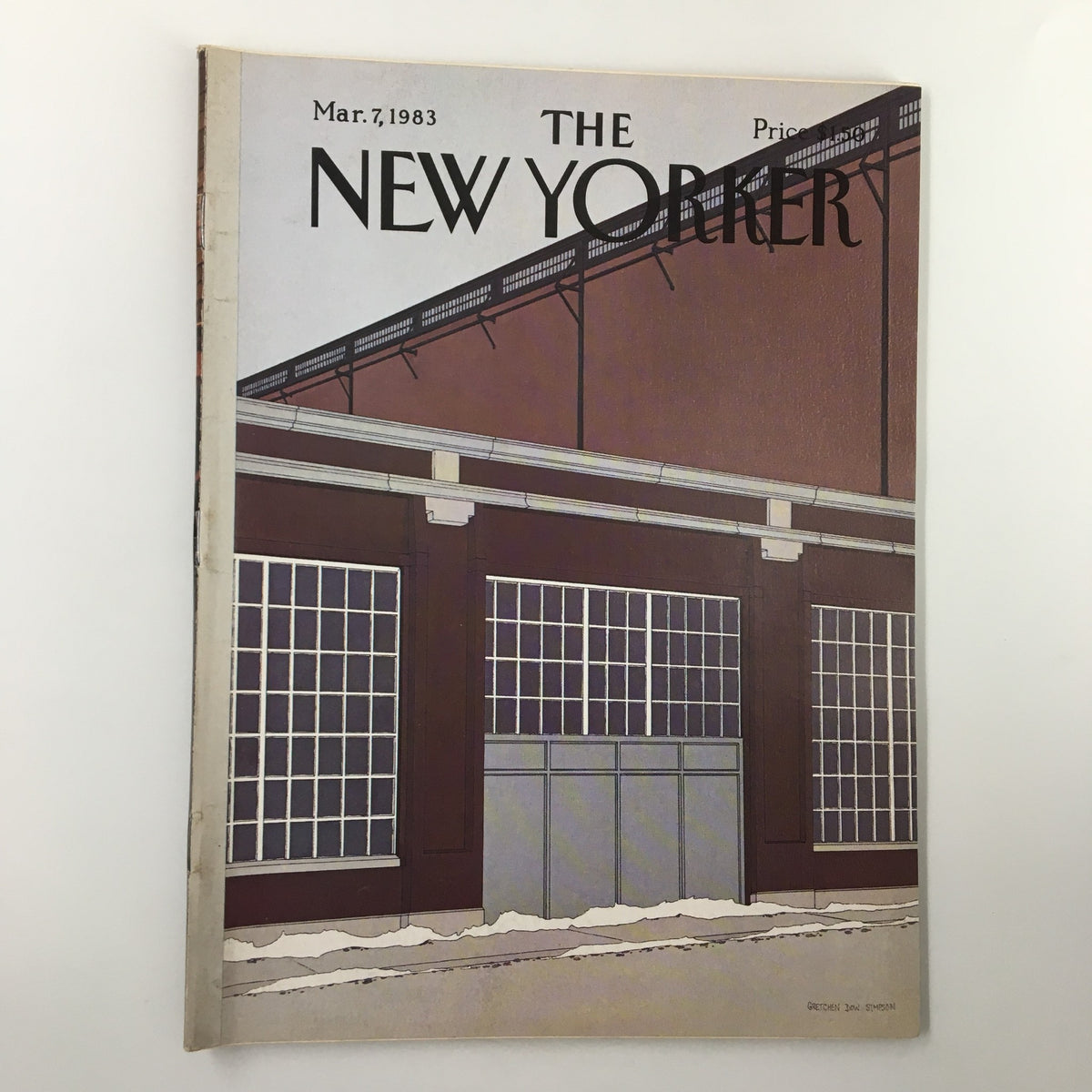 Cover of The New Yorker Magazine from March 7, 1983 featuring the artwork titled 'Structure' by Gretchen Dow Simpson, depicting architectural elements with a minimalist design.