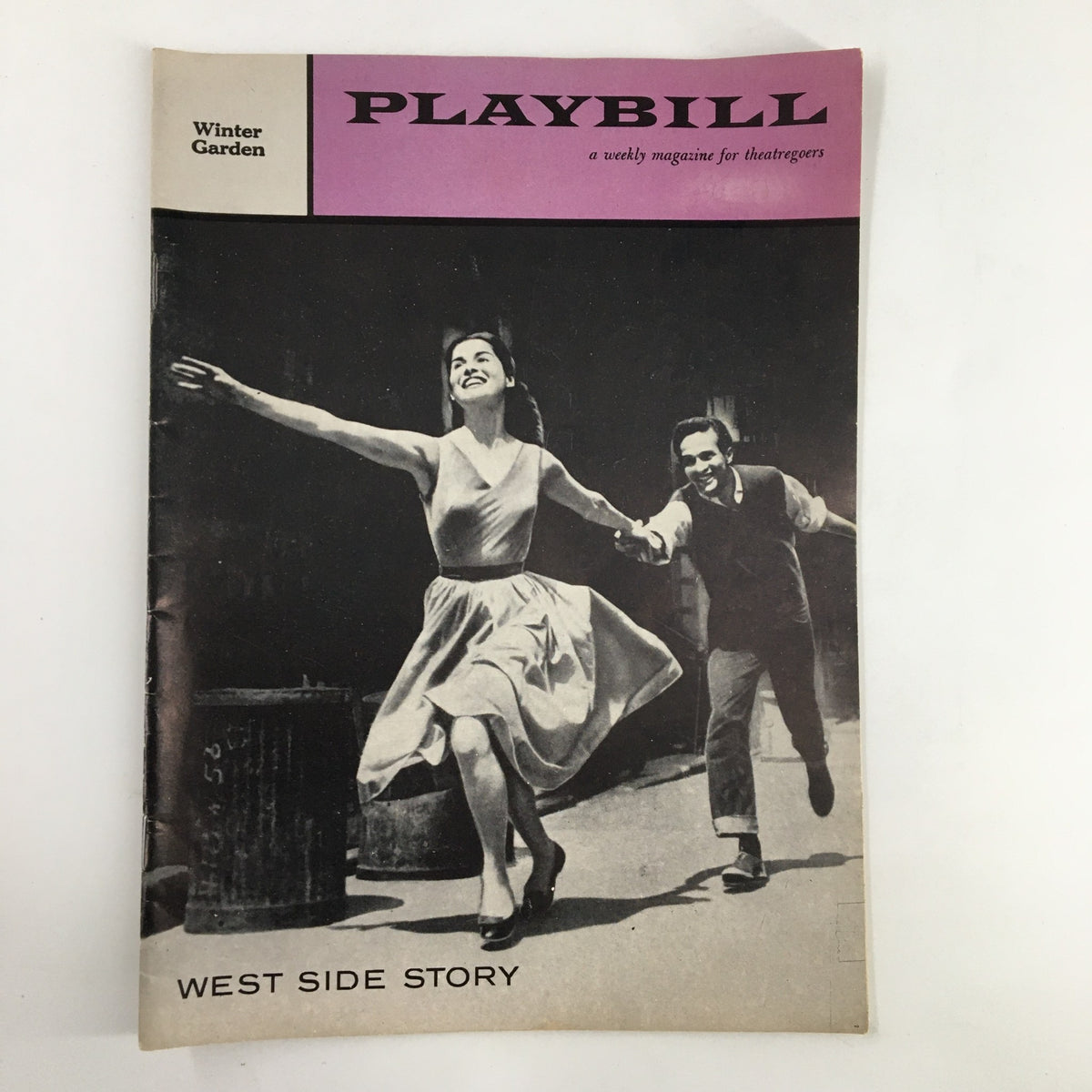 1958 Playbill Winter Garden featuring Carol Lawrence in West Side Story, showcasing vintage cover art of the iconic musical directed by Jerome Robbins.