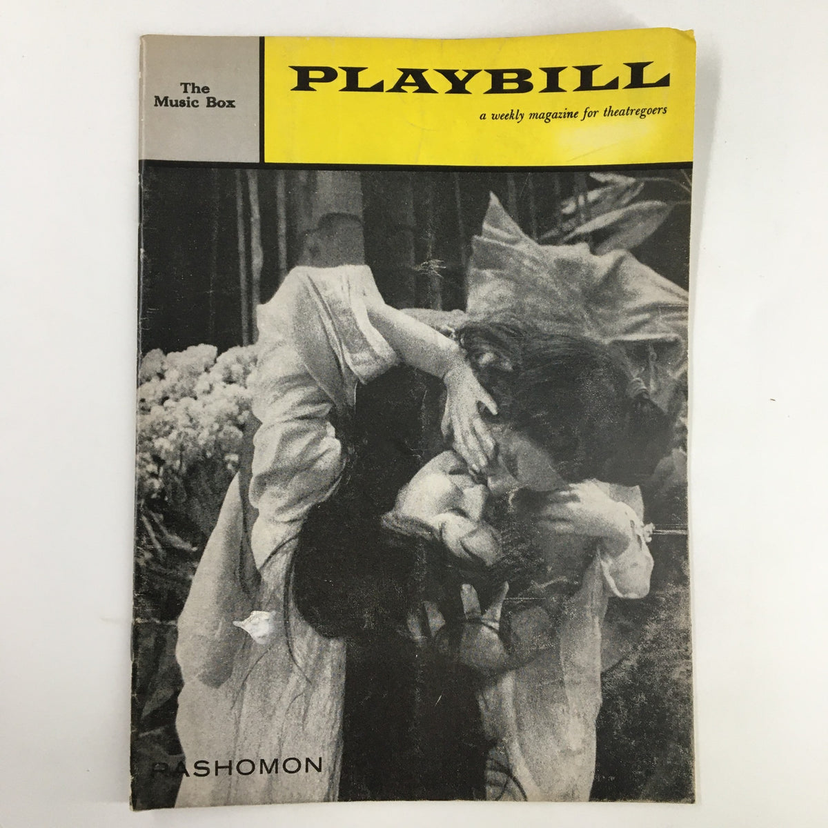 Vintage 1959 Playbill for The Music Box featuring Claire Bloom in Rashomon by Fay and Michael Kanin, showcasing classic theater history.