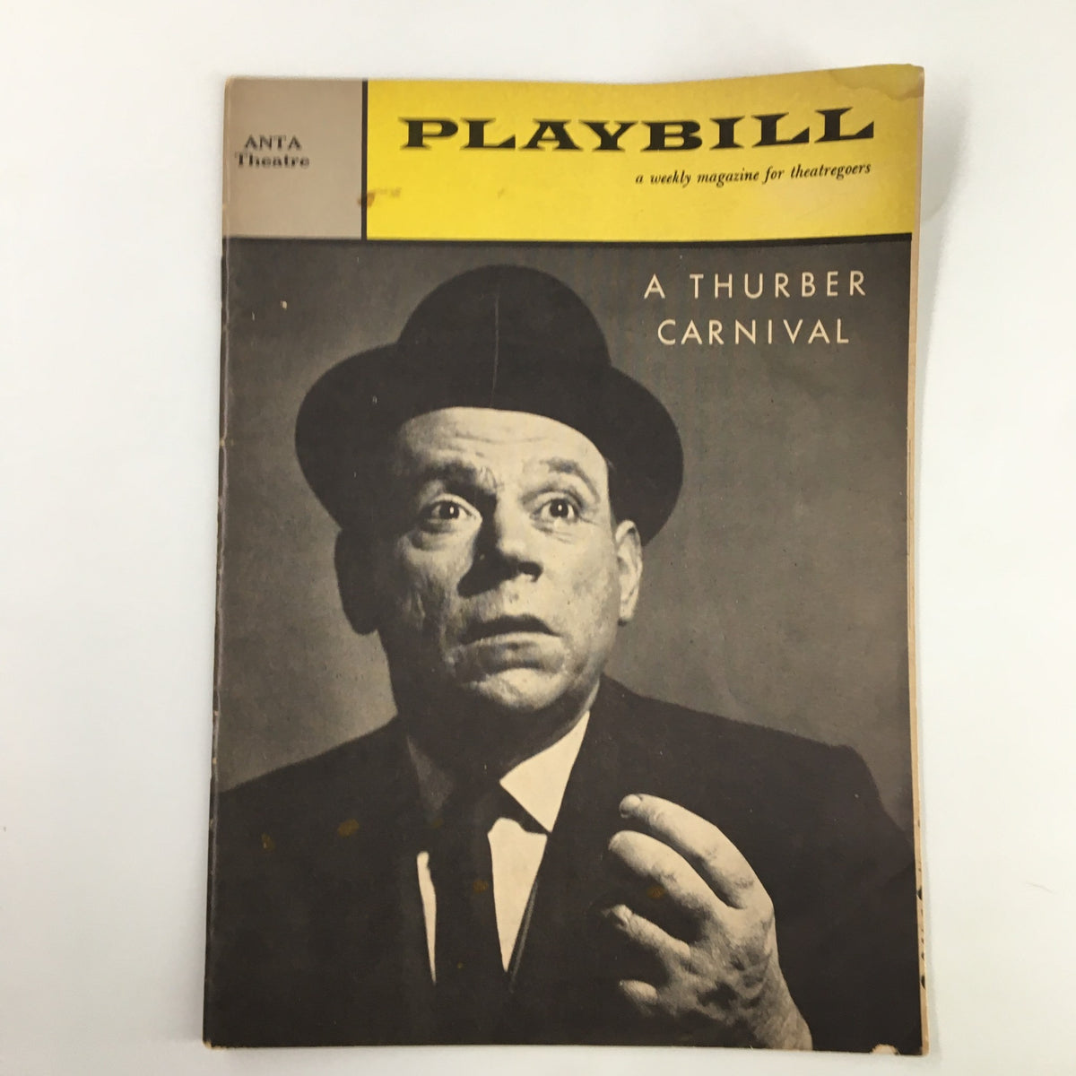 1960 Playbill from Anta Theatre featuring Tom Ewell in A Thurber Carnival, showcasing a classic theatrical performance.