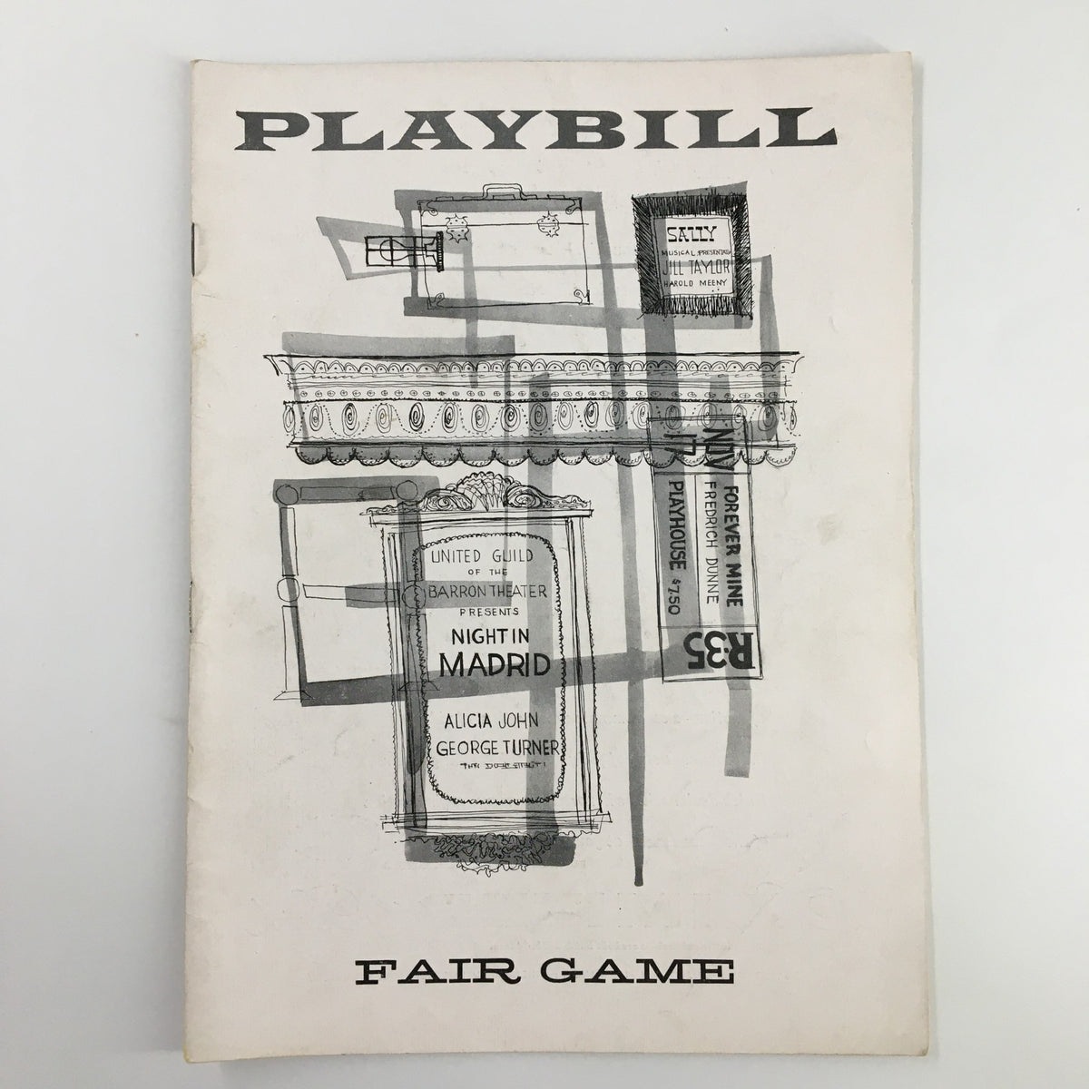 Cover of the 1957 Playbill featuring Sam Levene in Fair Game, showcasing vintage theatrical design.