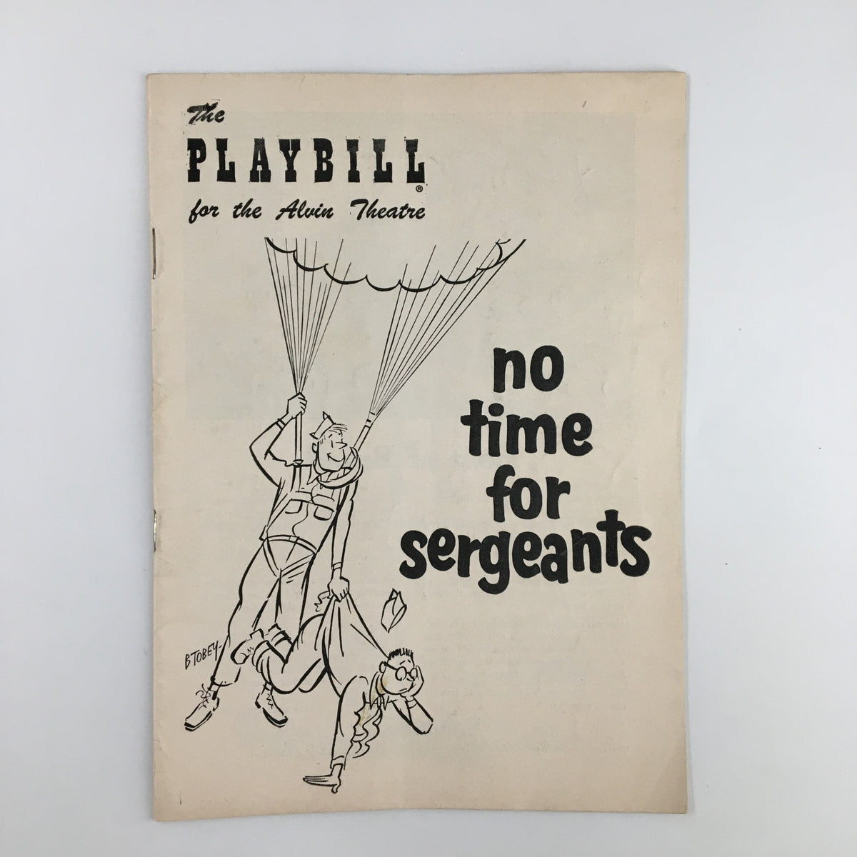 Front cover of the 1956 Playbill for the Alvin Theatre featuring the title 'No Time for Sergeants' with a cartoon illustration.