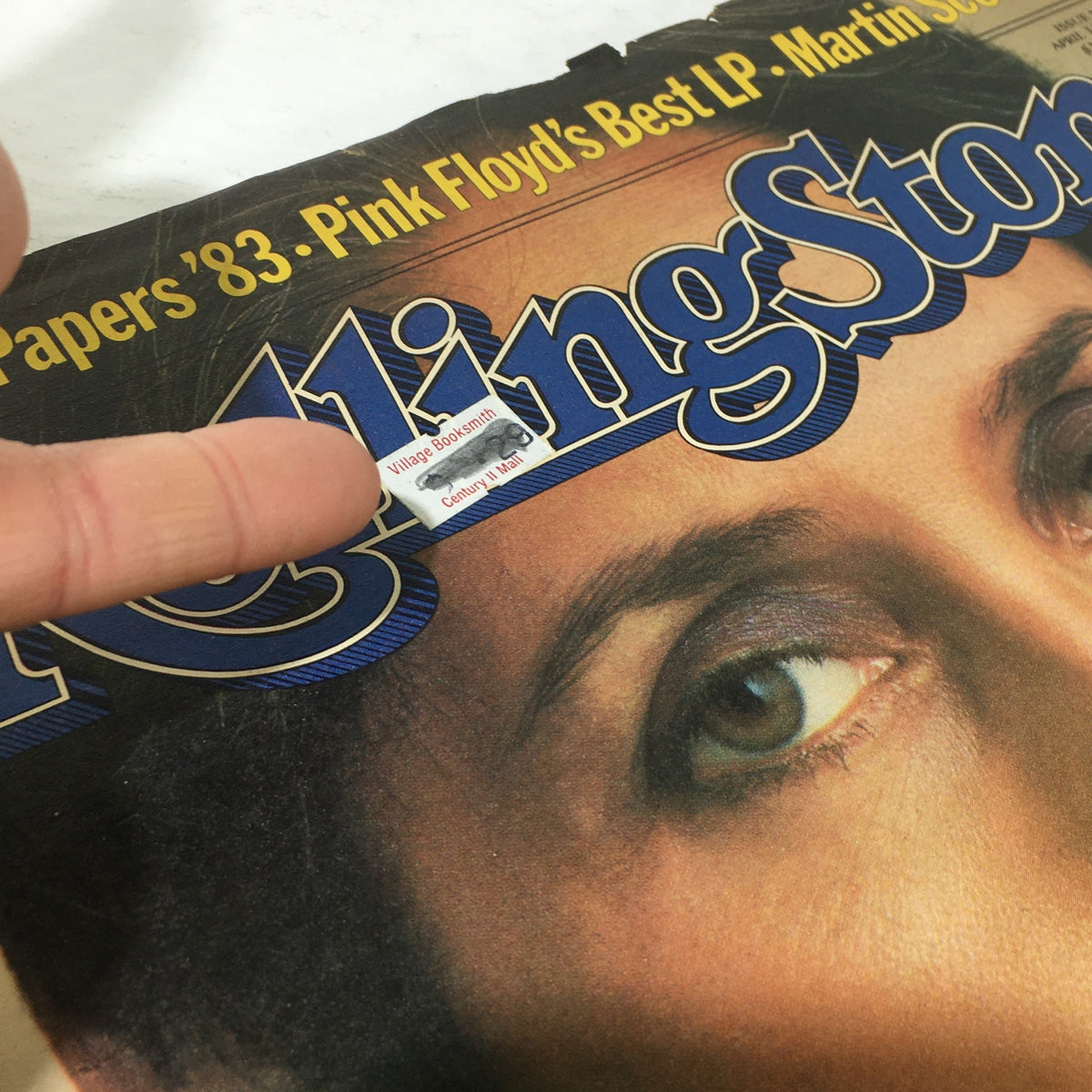 VTG Rolling Stone April 14 1983 with a price sticker on the cover, showcasing its history as a newsstand collectible.