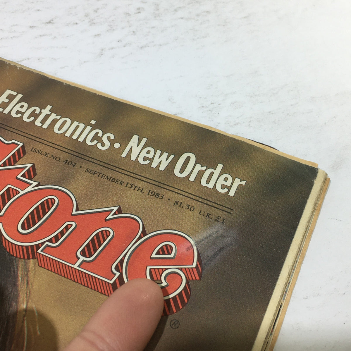 Top section of the VTG Rolling Stone magazine cover from September 15, 1983, displaying the magazine's title and details about electronics and New Order.