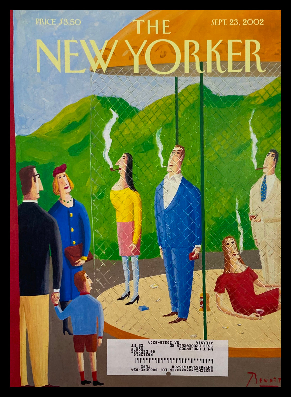 Cover of The New Yorker dated September 23, 2002, titled 'Endangered Species' with a colorful illustration highlighting wildlife conservation, designed by B van Innis.