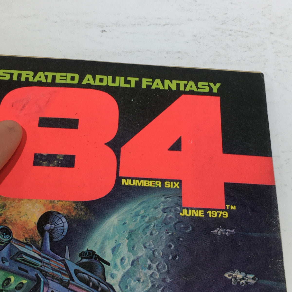 Close-up of the cover of VTG 1984 A Warren Magazine Number Six: June 1979, showcasing the bold title and details of the adult fantasy issue.