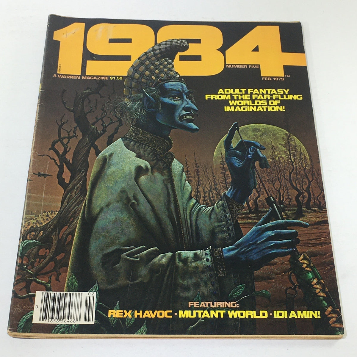 Cover of VTG 1984 A Warren Magazine Number Five from February 1979 featuring a striking fantasy illustration of a blue-skinned character in a mystical setting.
