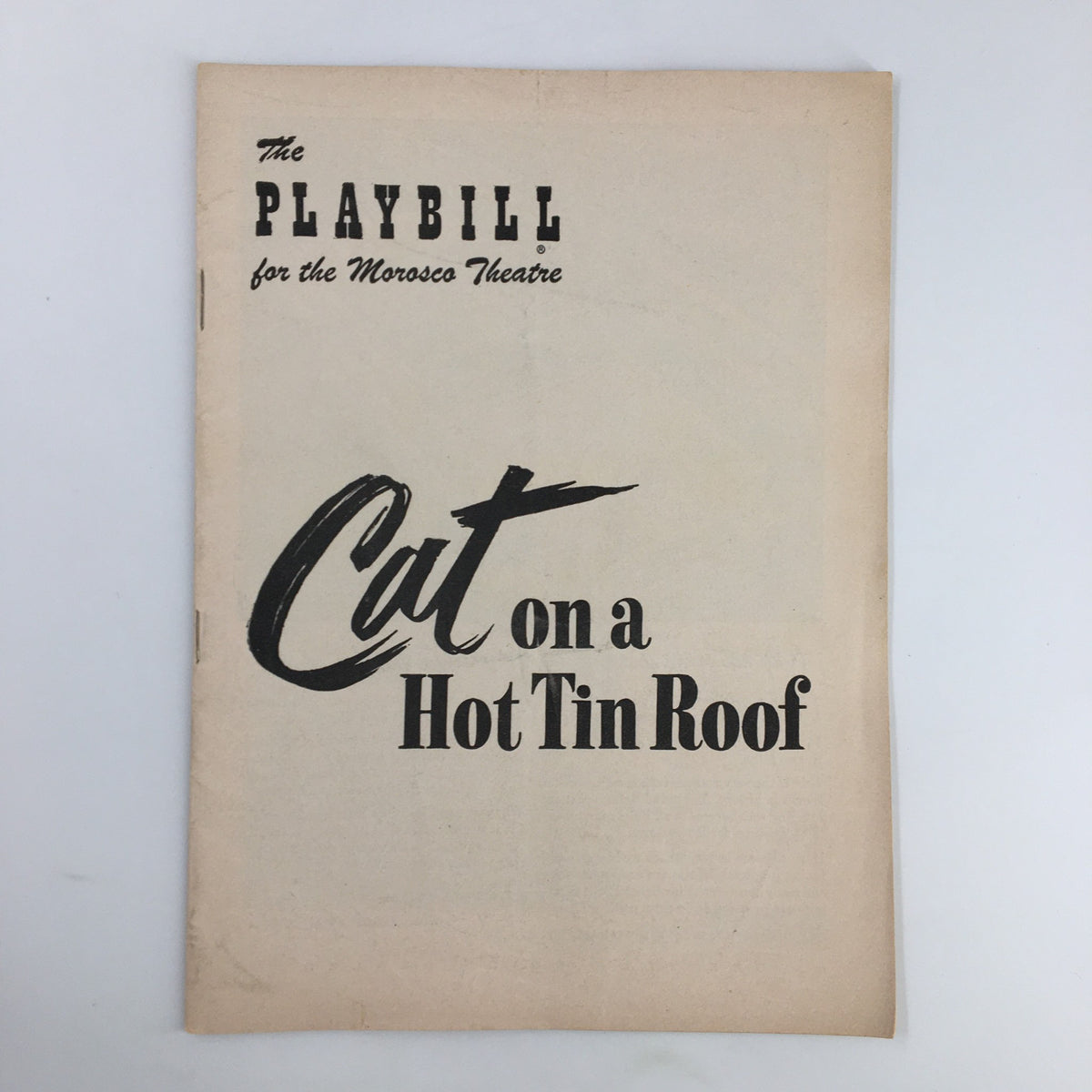 1955 Playbill for the Morosco Theatre featuring the title 'Cat on a Hot Tin Roof'.