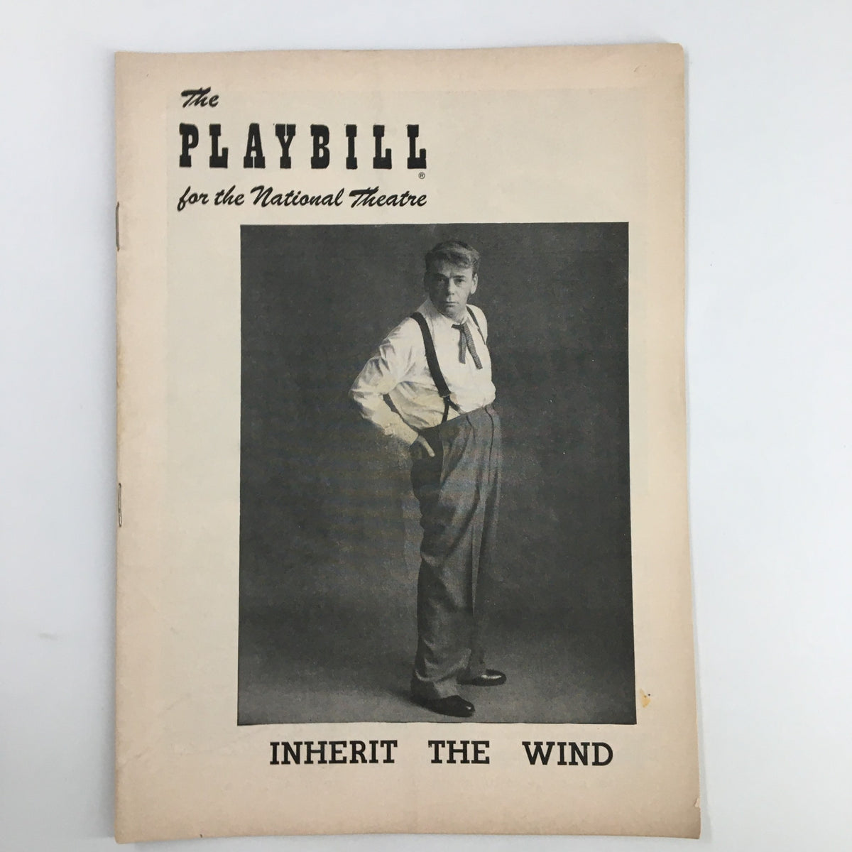 1955 Playbill for Inherit The Wind featuring Paul Muni, showcasing the cover of the National Theatre program.
